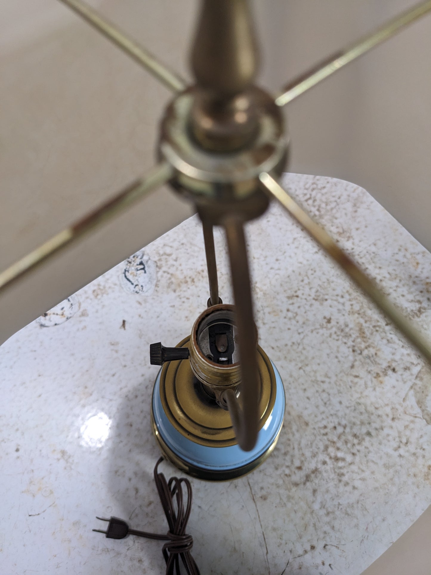 Vintage Brass/CeramicTable Lamps with Shades