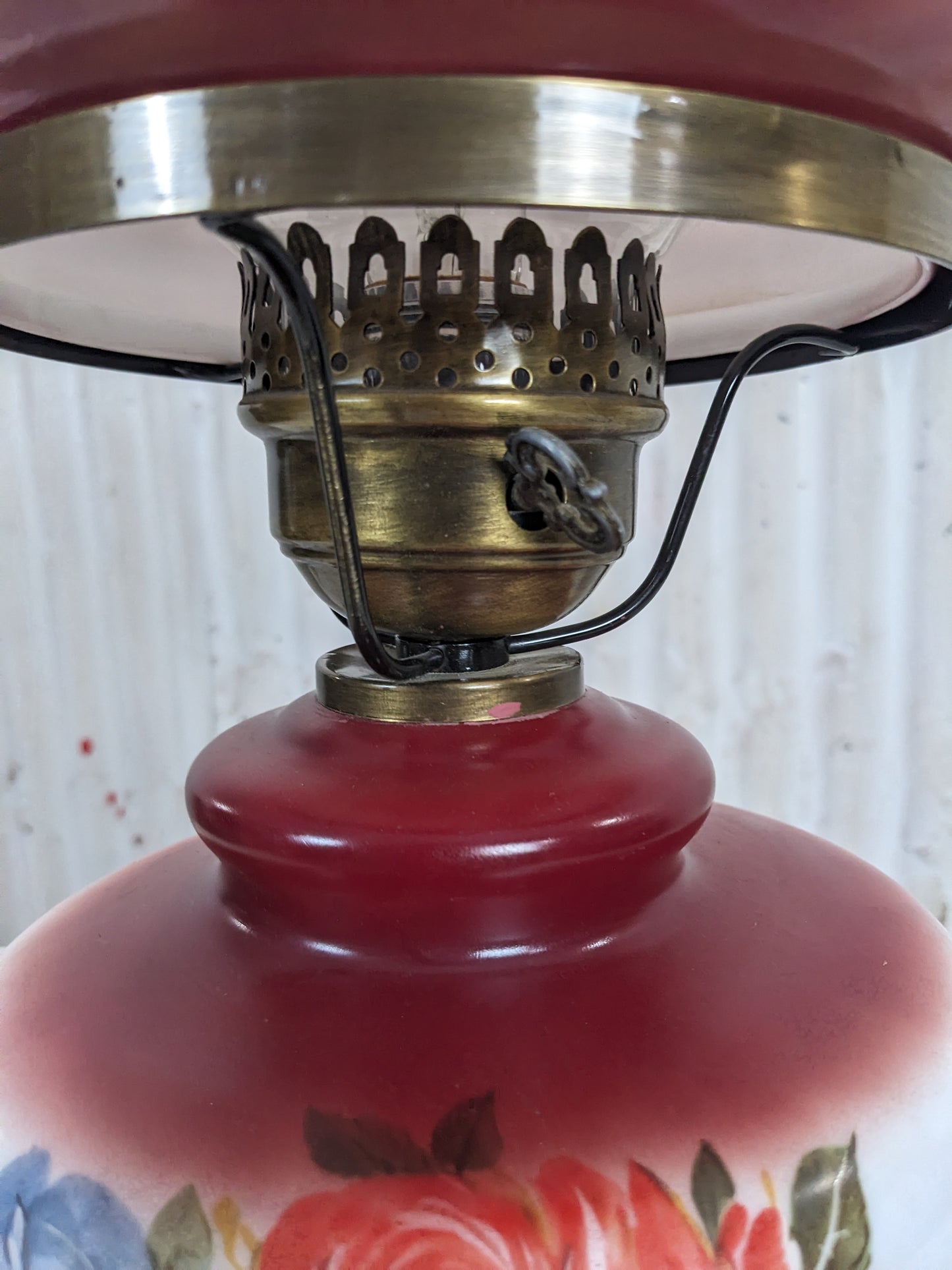 Vintage Electrified Flowered Lamp