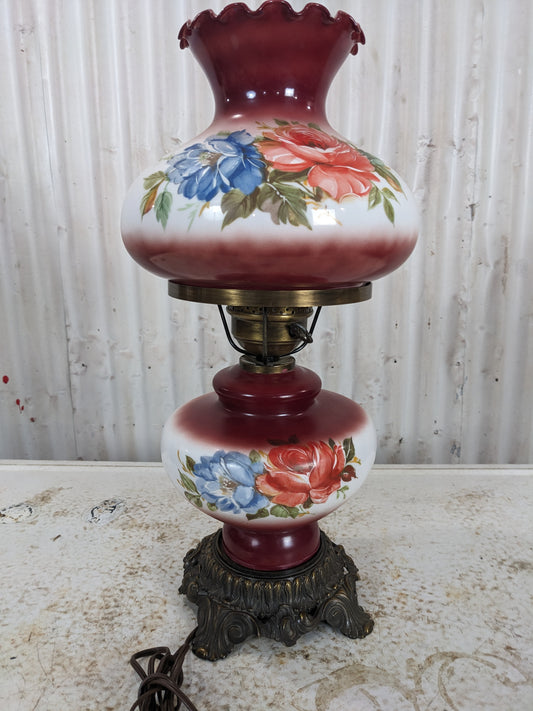 Vintage Electrified Flowered Lamp