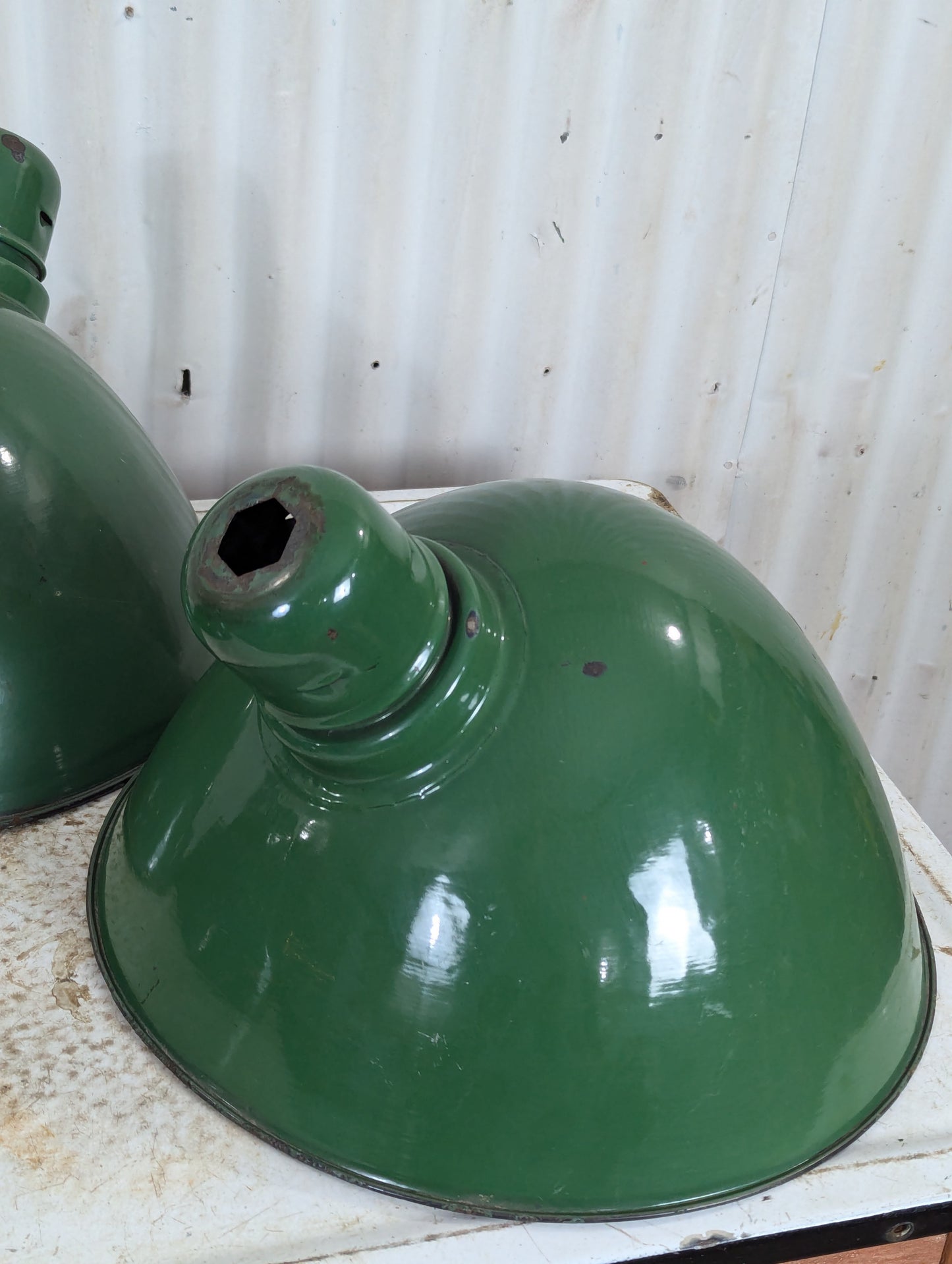 Green Angled Enamel Light Shades