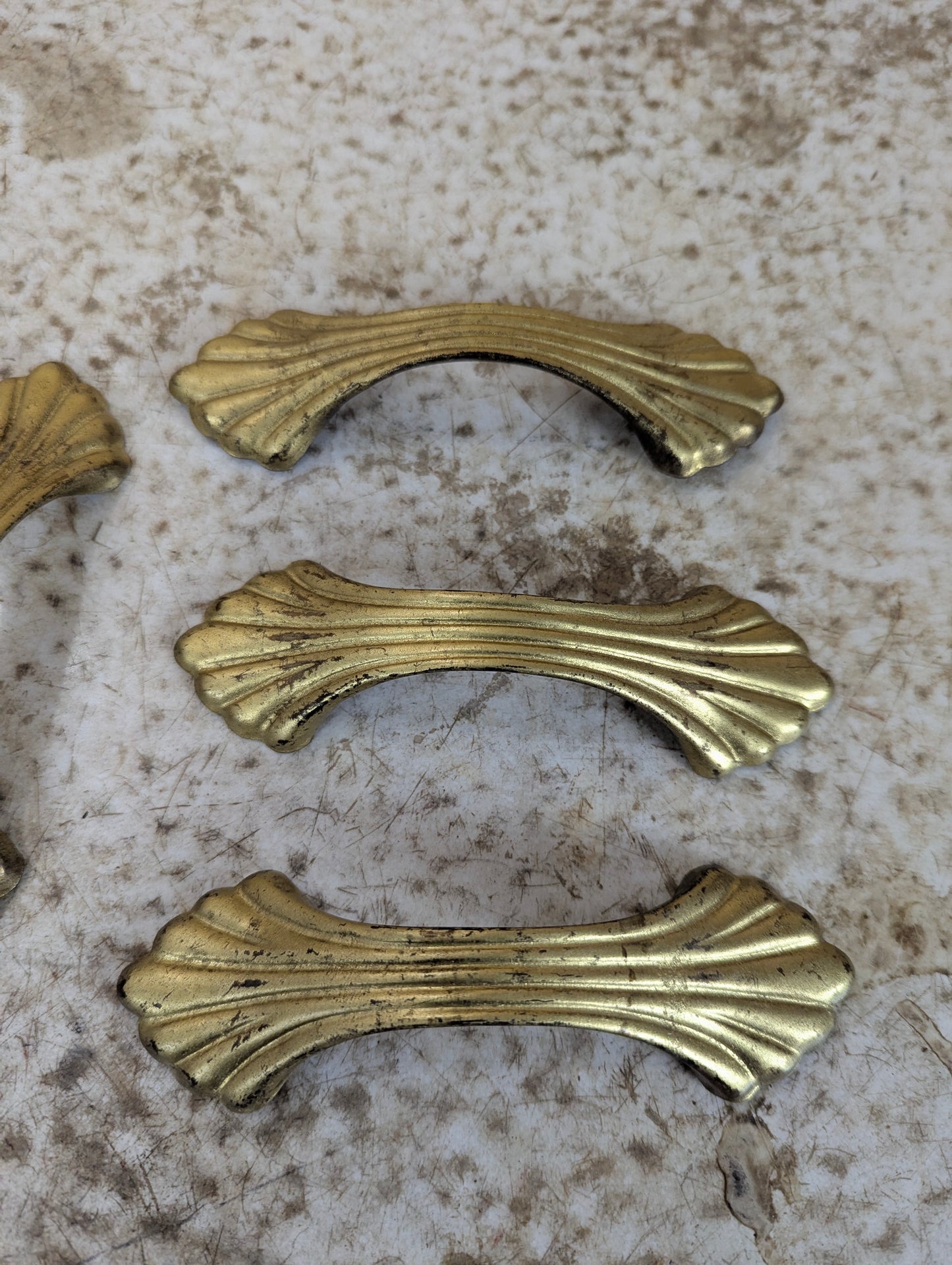 Vintage Art Deco Brass Drawer Pulls, set of 6