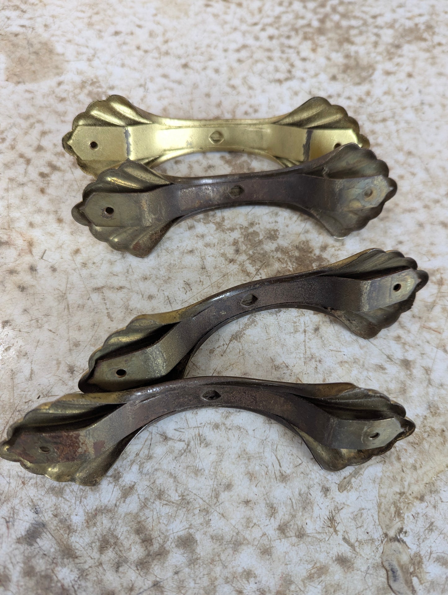 Vintage Art Deco Brass Drawer Pulls, set of 6