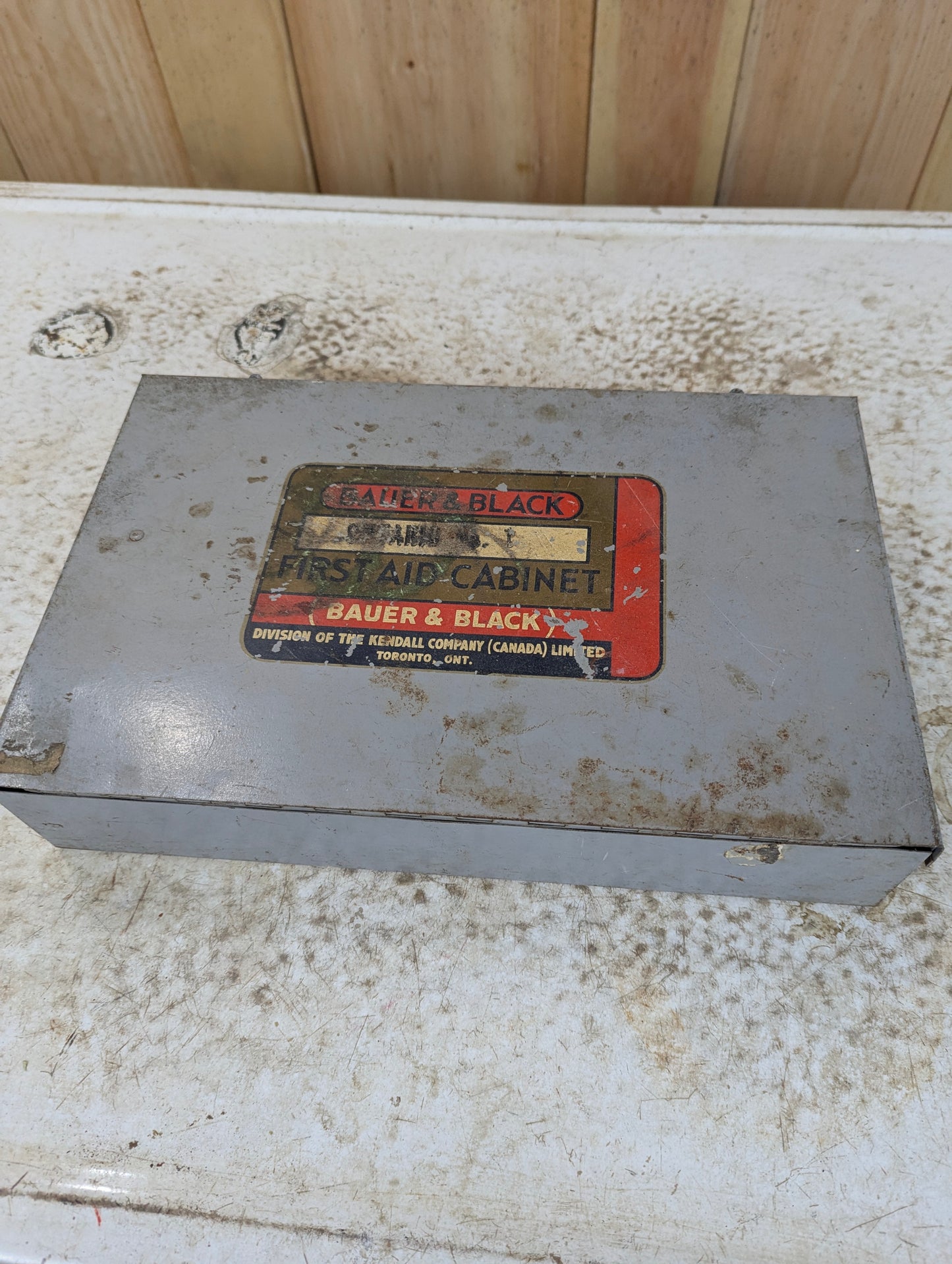 Vintage 1950’s Metal First Aid Kit with St. John Ambulance Handbook