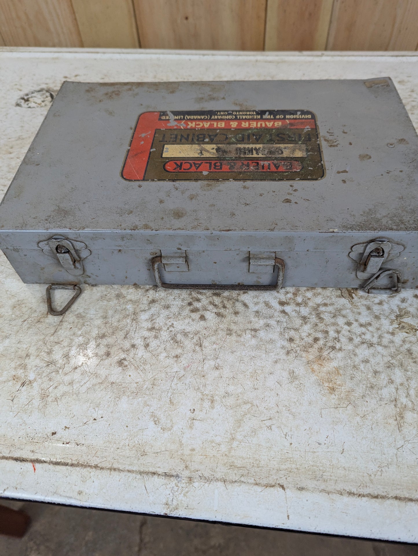 Vintage 1950’s Metal First Aid Kit with St. John Ambulance Handbook