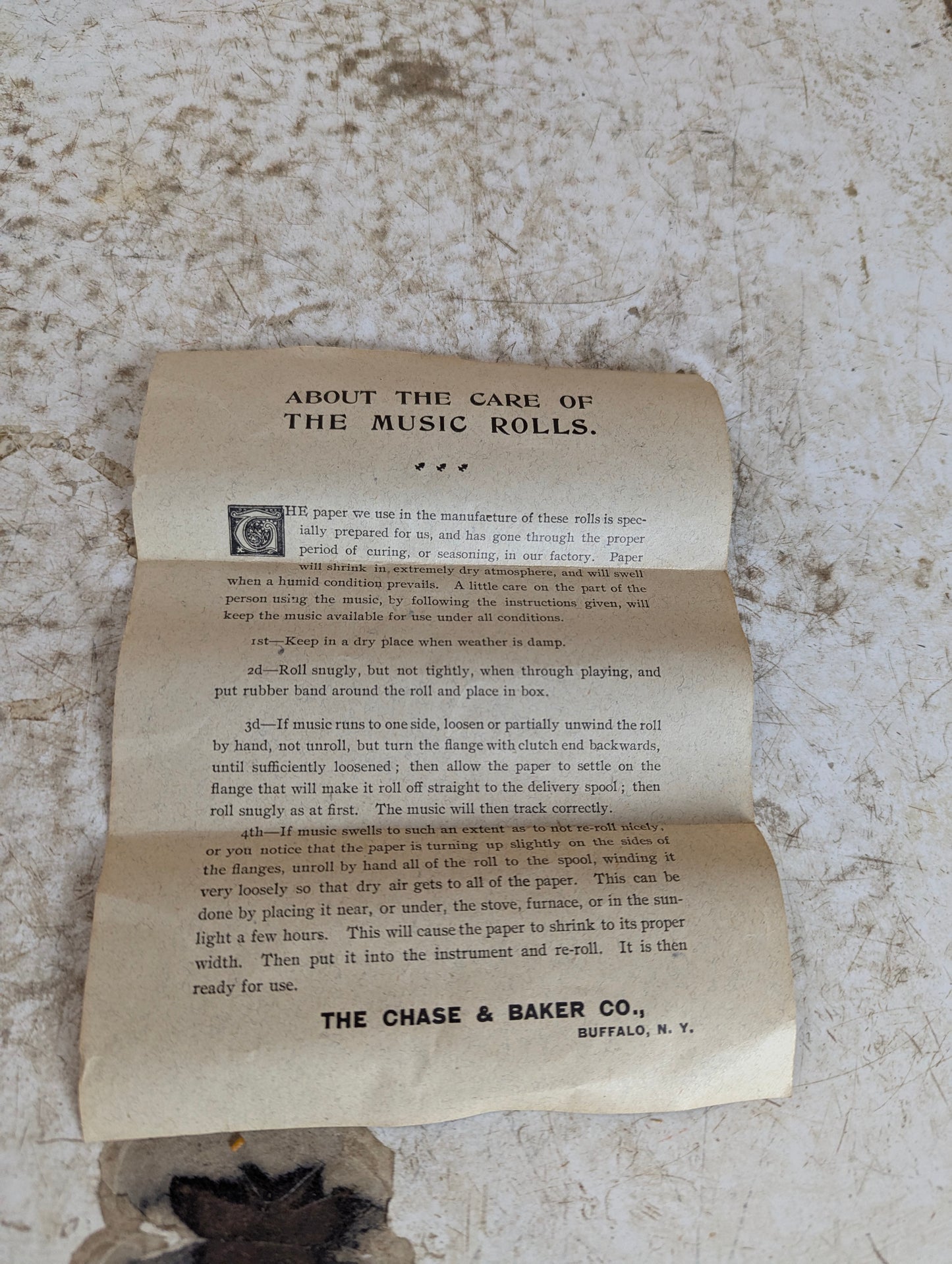 Antique Player Piano Music Roll - “Plantation Echoes” 2906-C Chase & Barker Co.