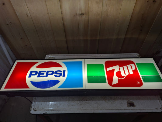 Large Retro Pepsi 7UP Light Up Sign Box