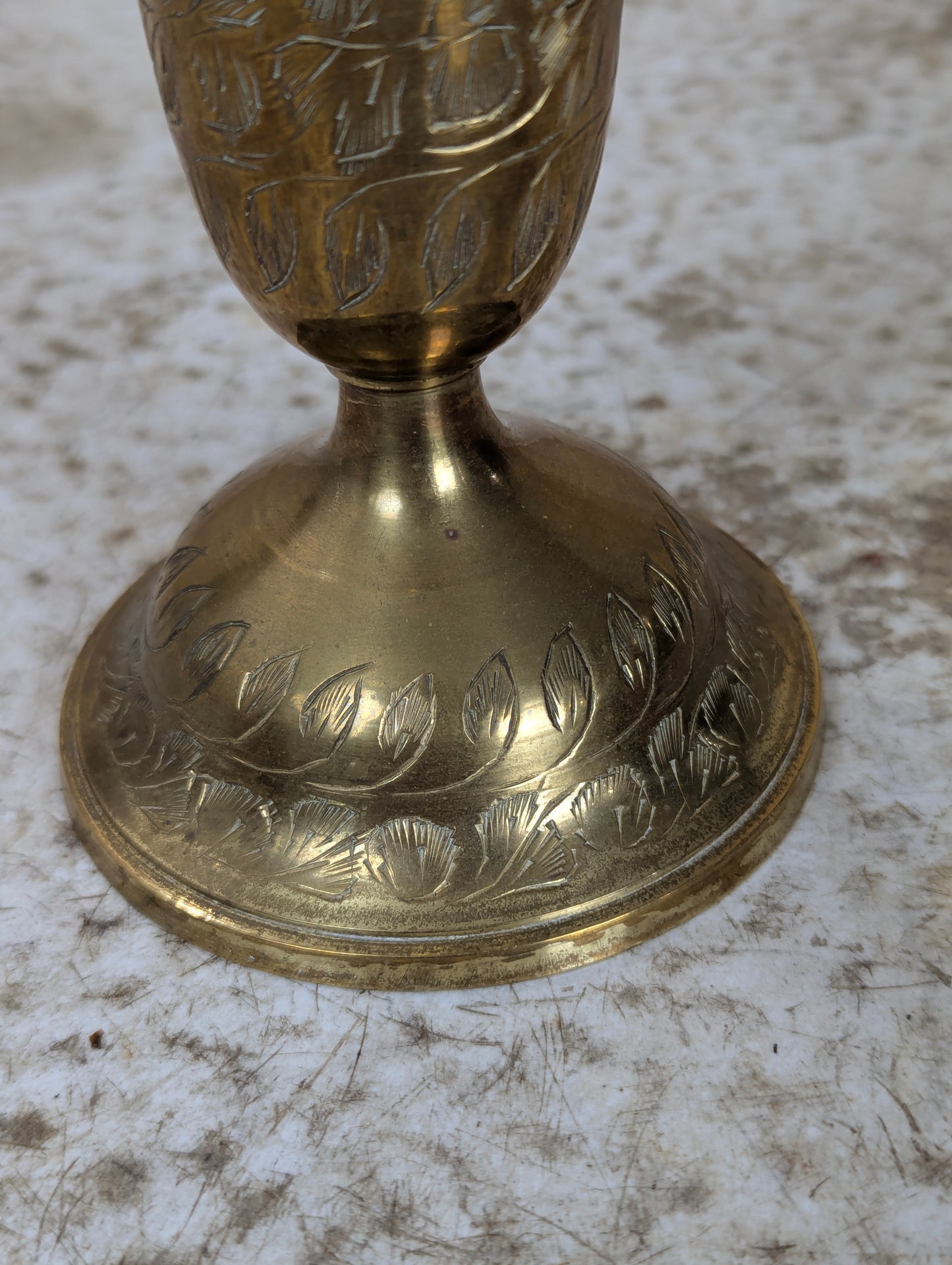 Vintage Mid-Century Modern Indian Etched Brass Vase