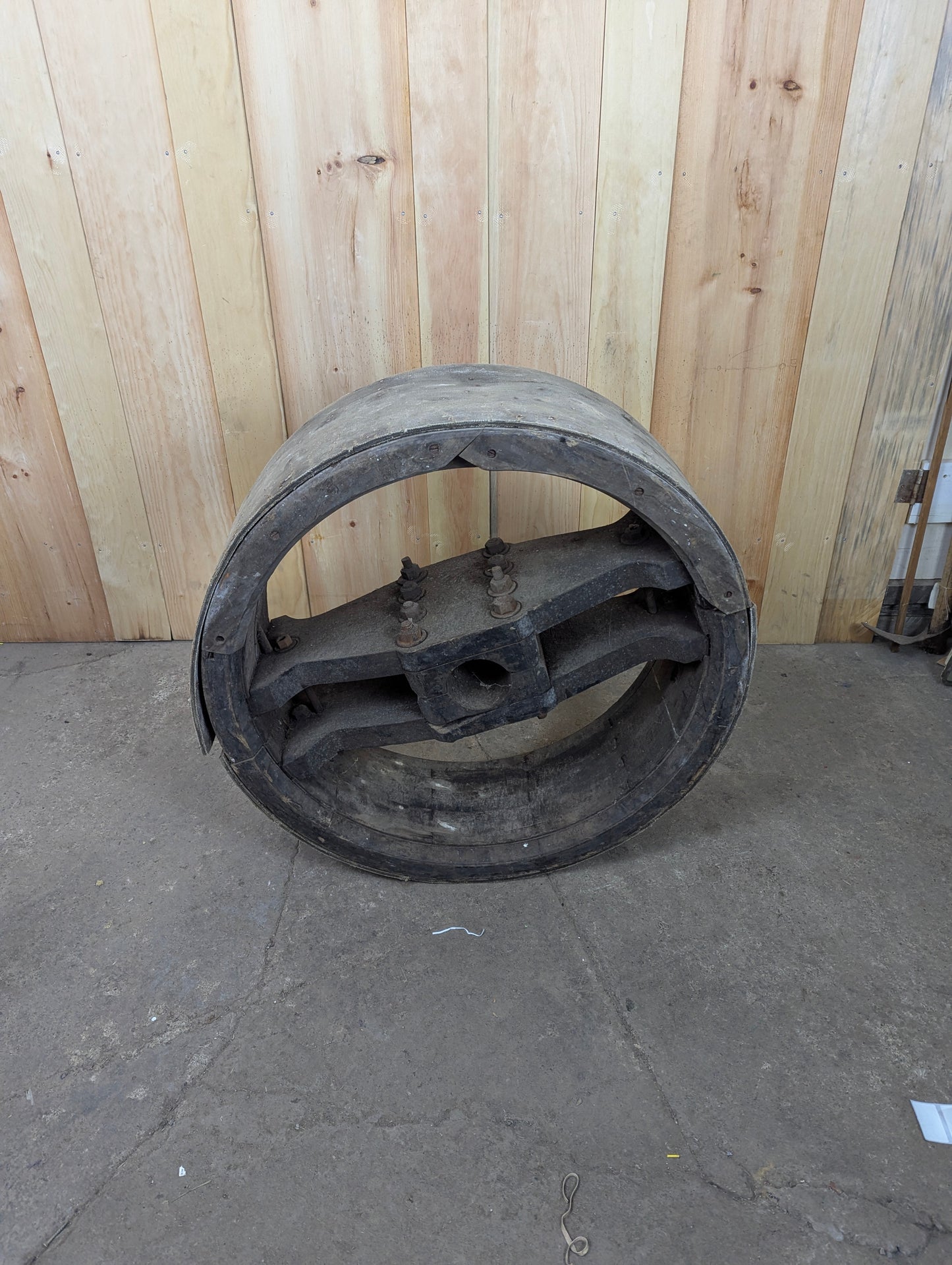 Large (~31”) Antique Wooden Belt Pulley Wheels