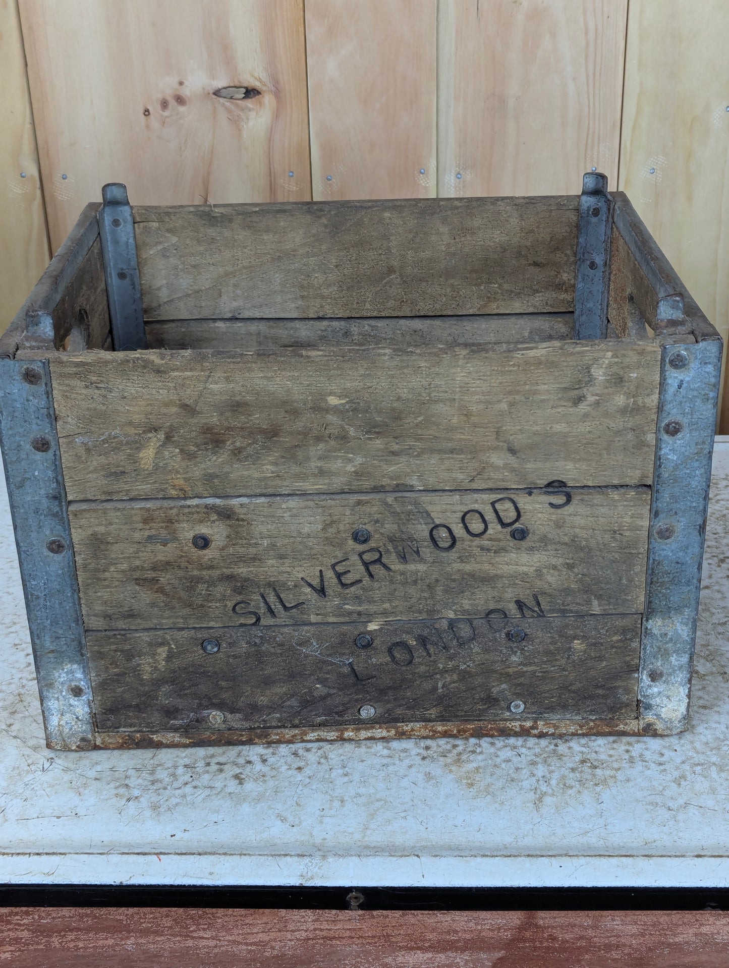 Vintage Wooden Dairy Bottle Crate