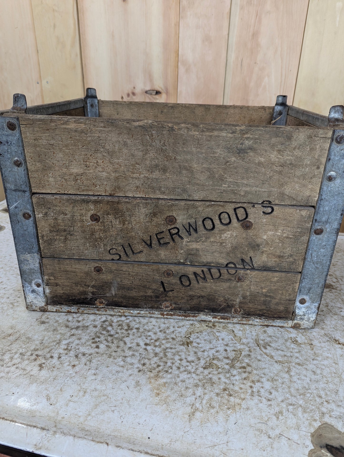 Vintage Wooden Dairy Bottle Crate