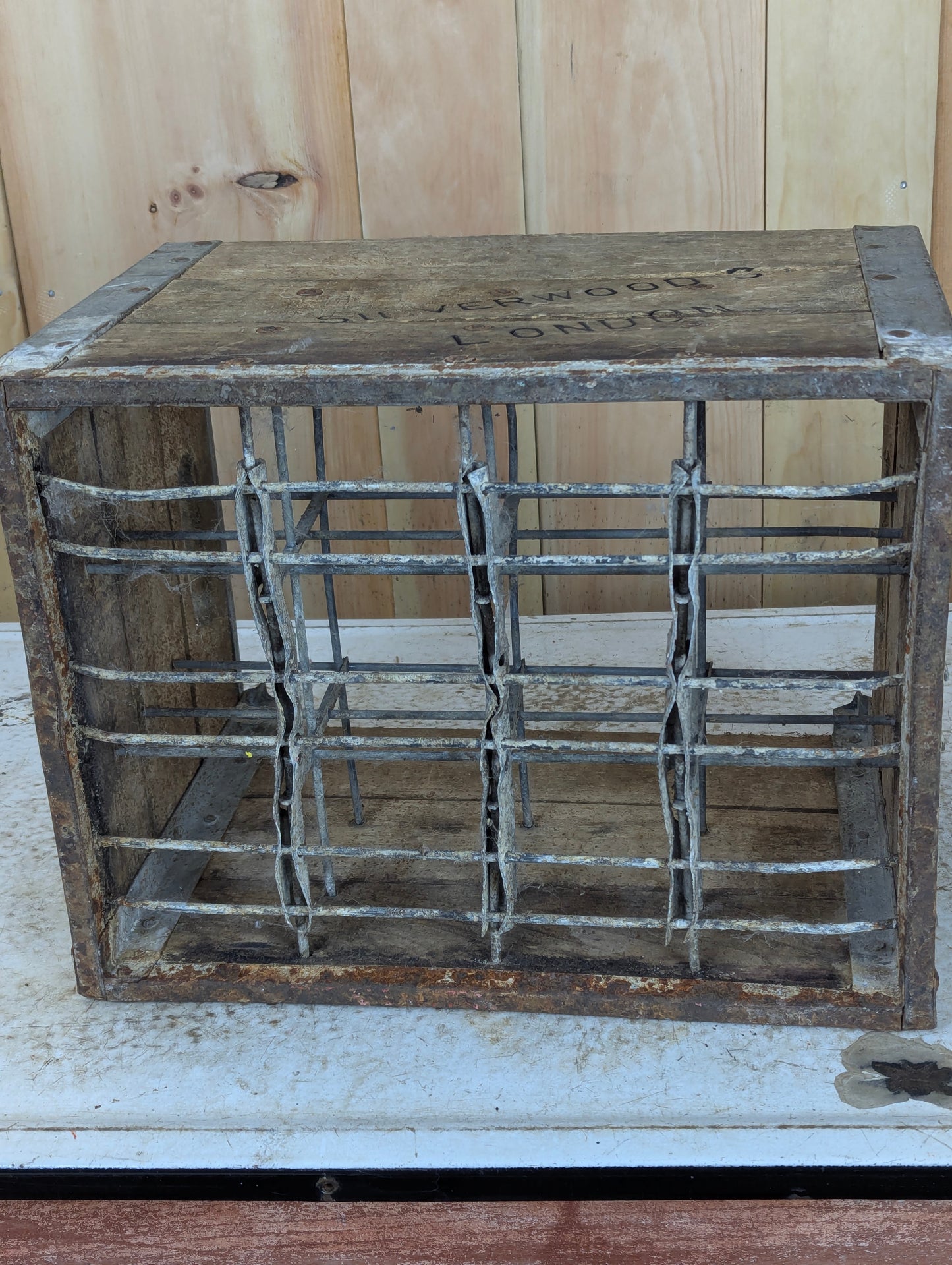 Vintage Wooden Dairy Bottle Crate