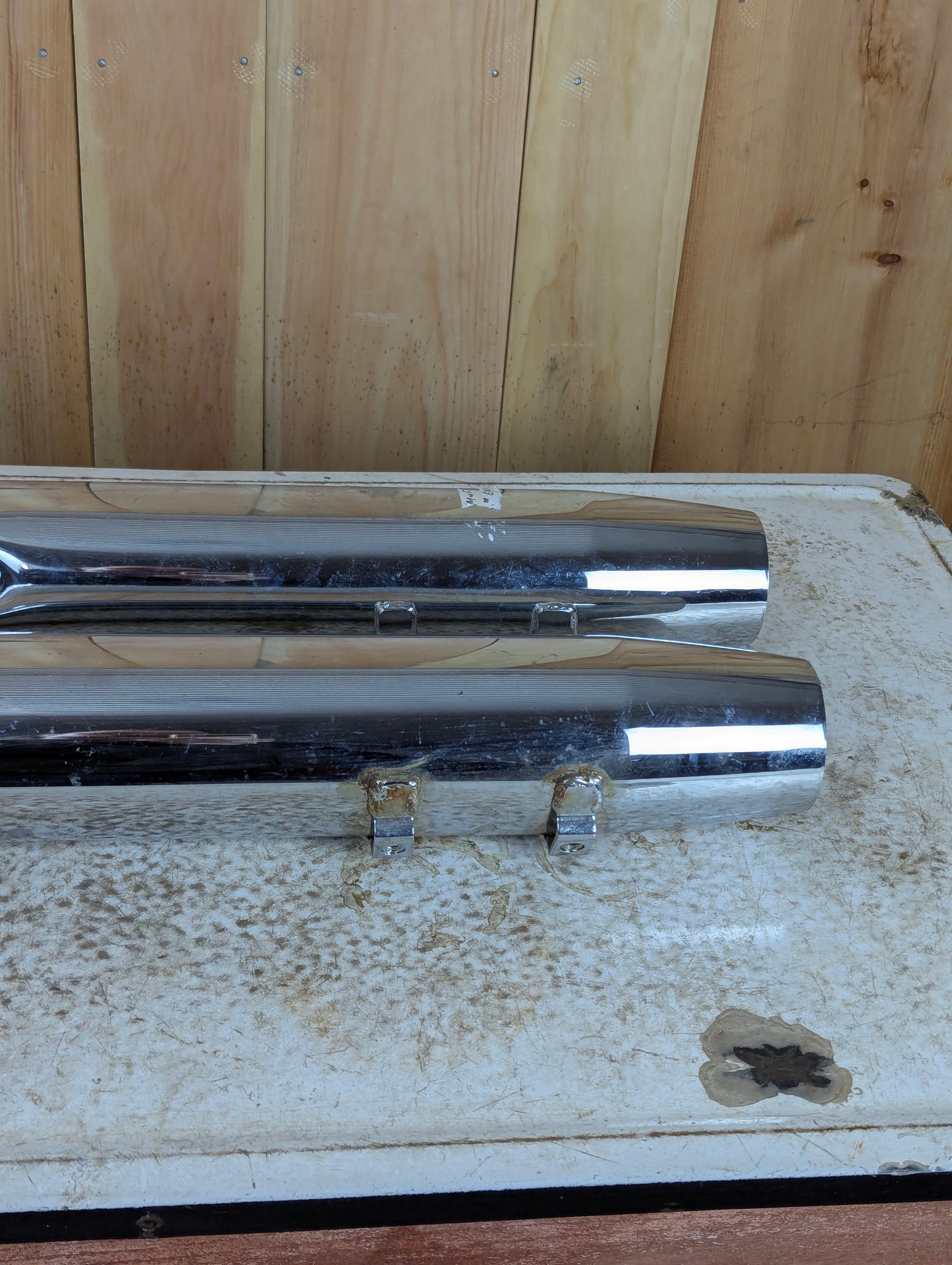 Pair of Authentic Harley Davidson Touring Chrome Exhaust Mufflers
