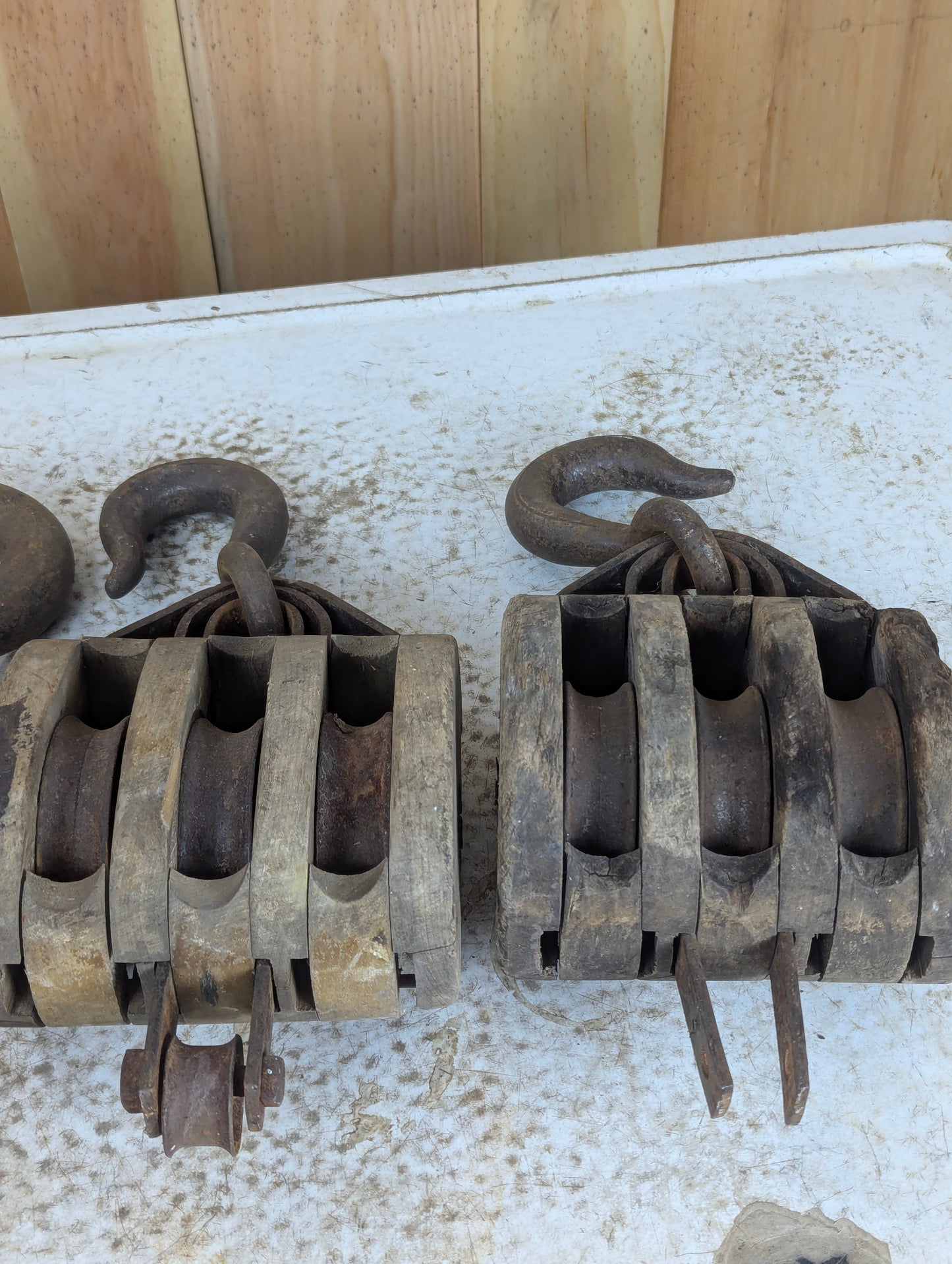 Vintage Triple Pulleys