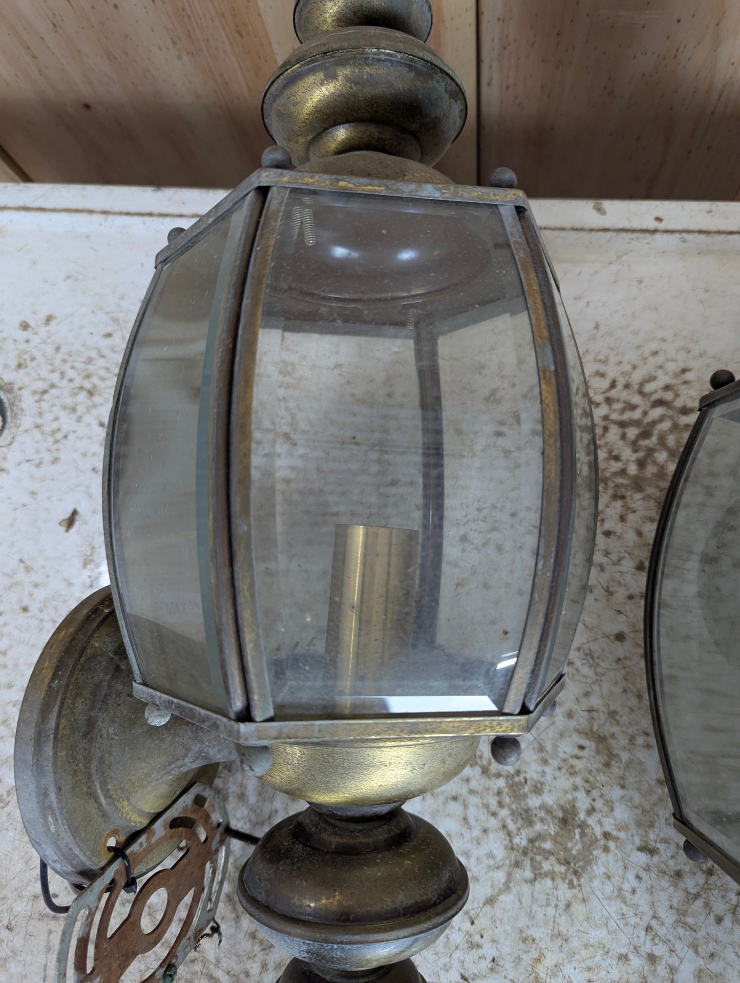Pair of Outdoor Brass Wall Sconce Lights