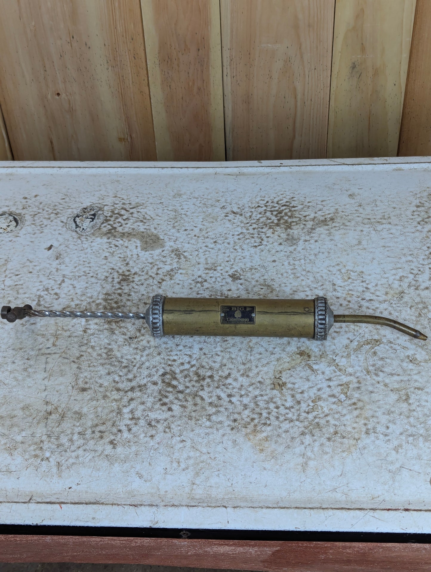 Antique Brass “Big Lightning” Screw Grease Gun