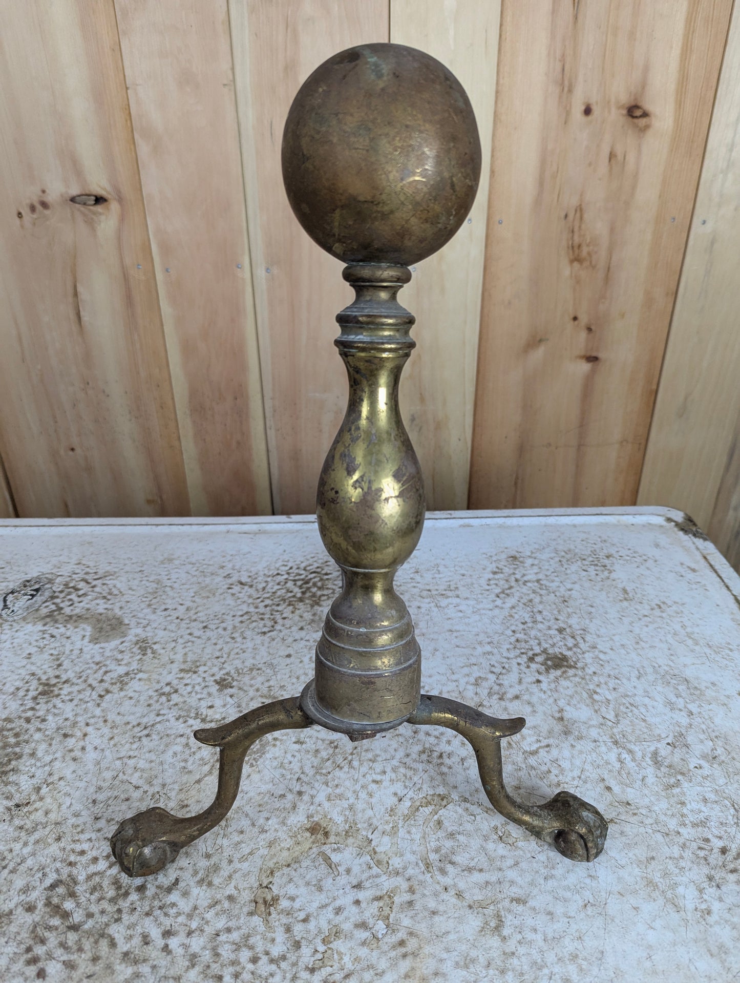 Vintage/Antique Cast Iron /Brass Single Andirons