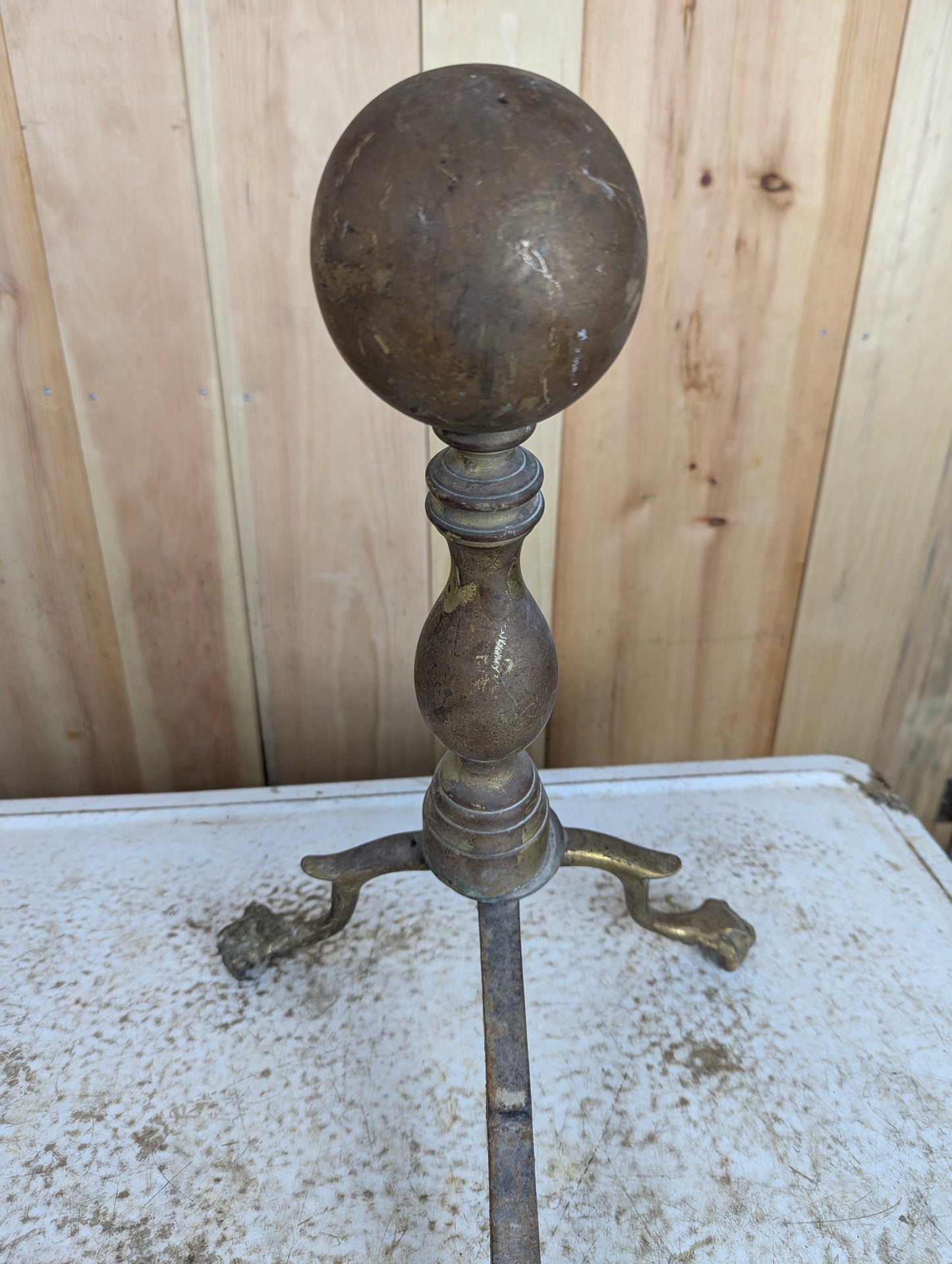 Vintage/Antique Cast Iron /Brass Single Andirons