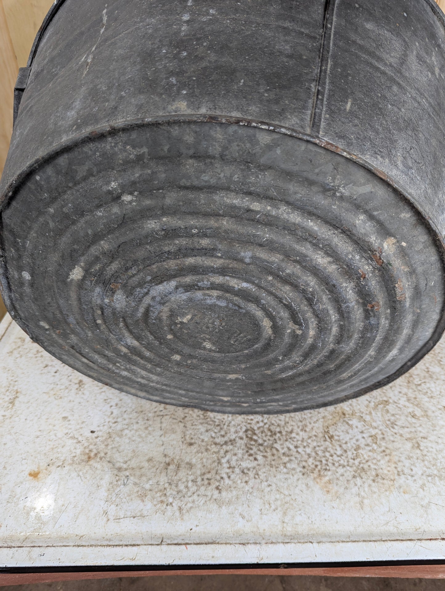 Vintage Wright #3 Galvanized Washtub with Wooden Handles