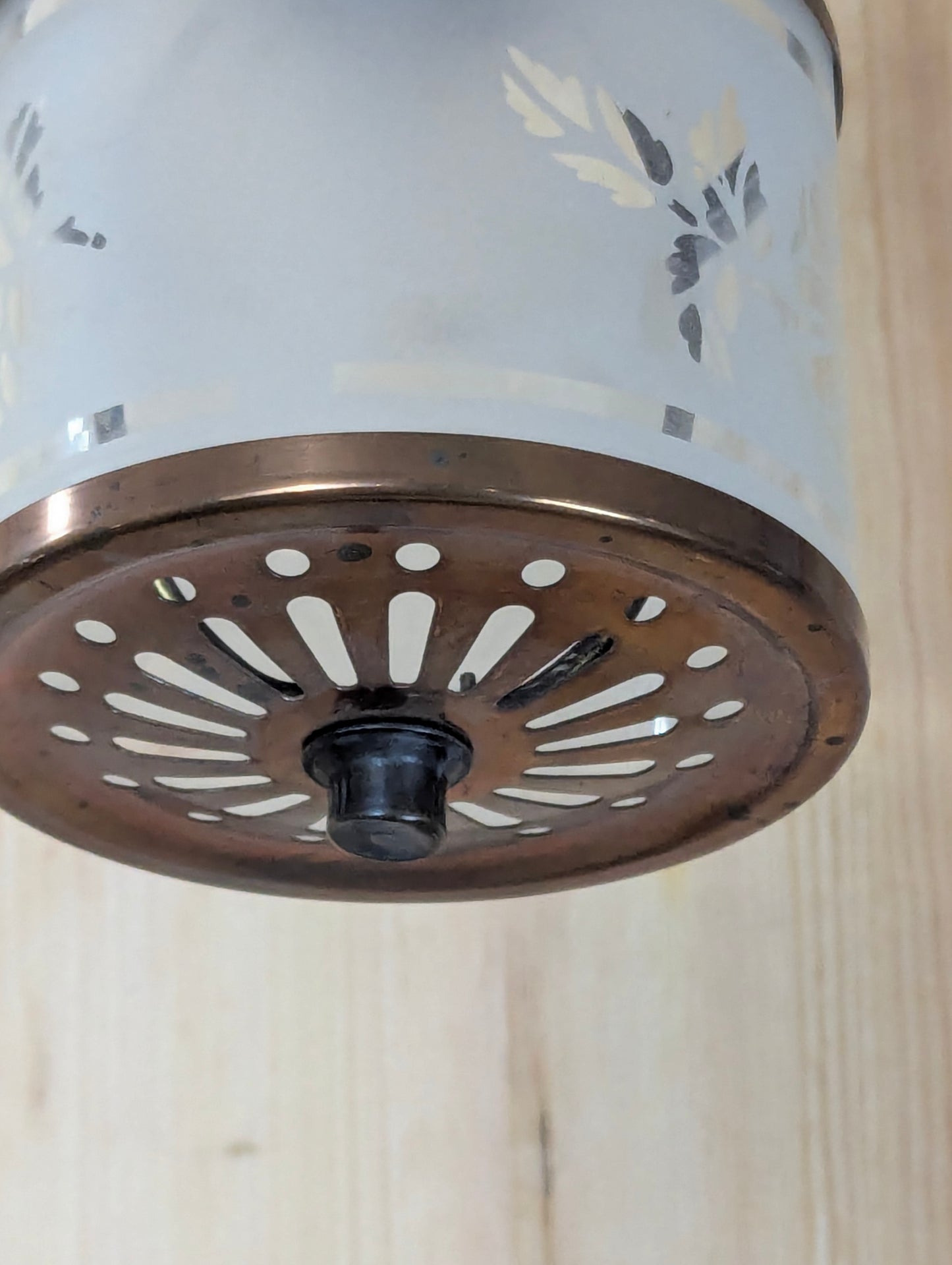 1940’s Copper Hall Pendant with Frosted Glass