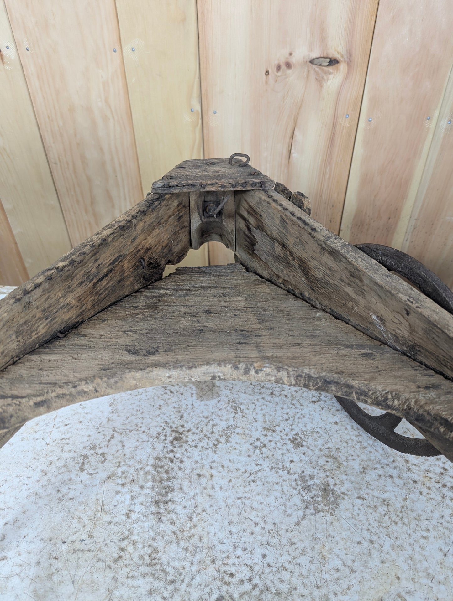 Antique Handmade Rustic Primitive Wooden Planter Seeder