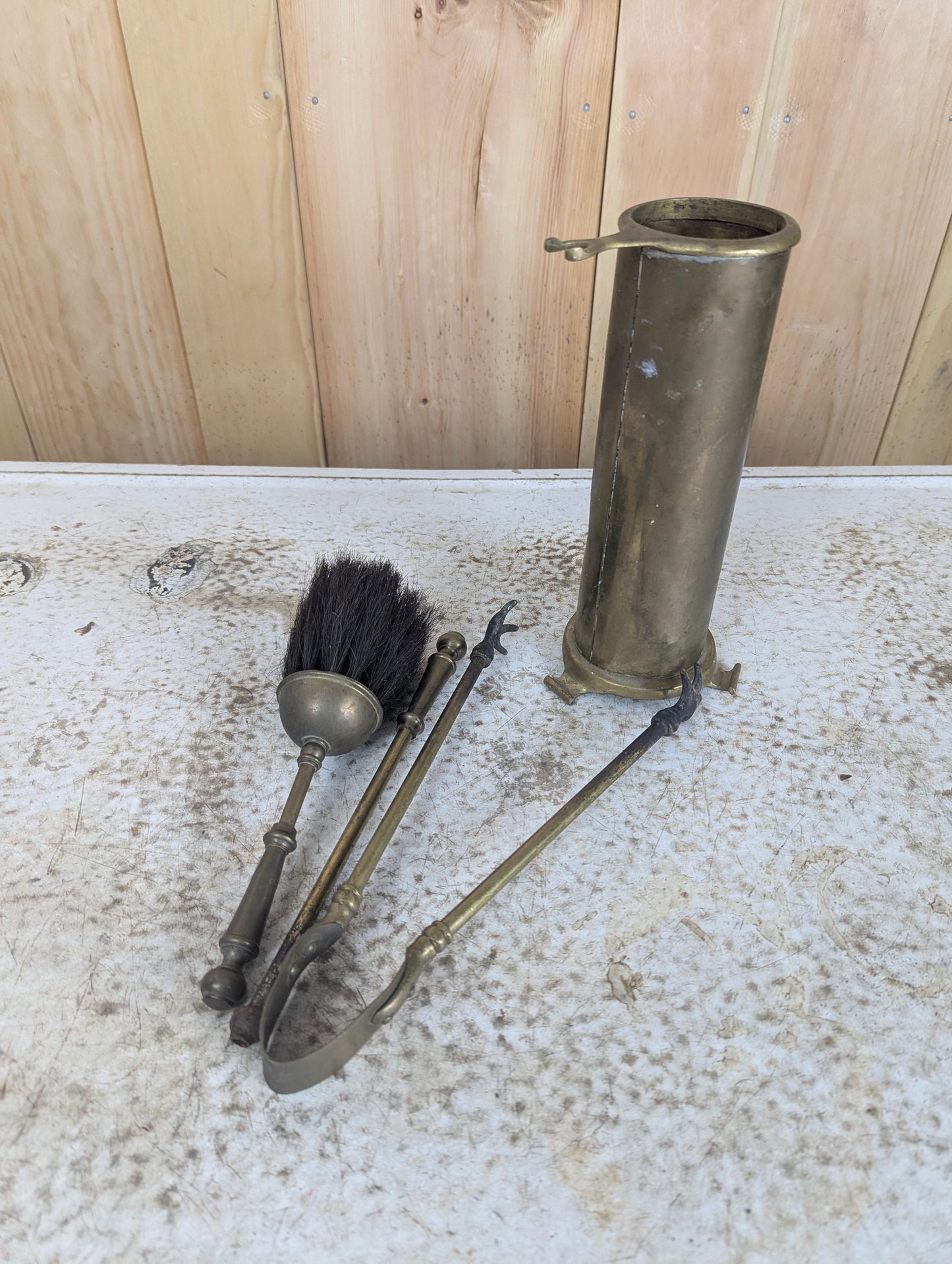 Antique Brass Fireplace Tool Set