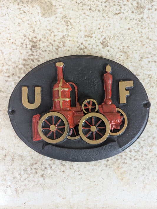 Vintage Cast Iron United Firefighter’s Fire Insurance Plaque Reproduction