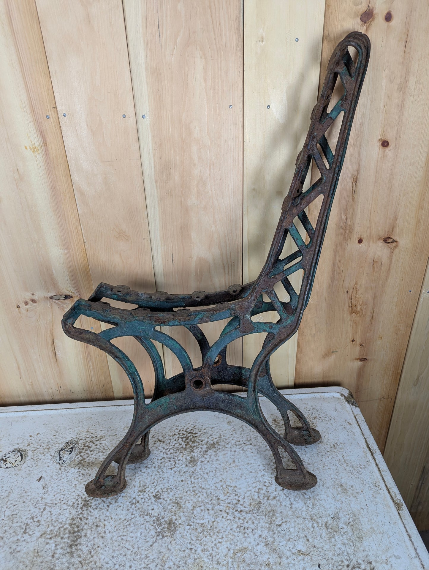 Pair of Cast Iron Industrial Mahaffy Ironworks Toronto Park Bench Ends
