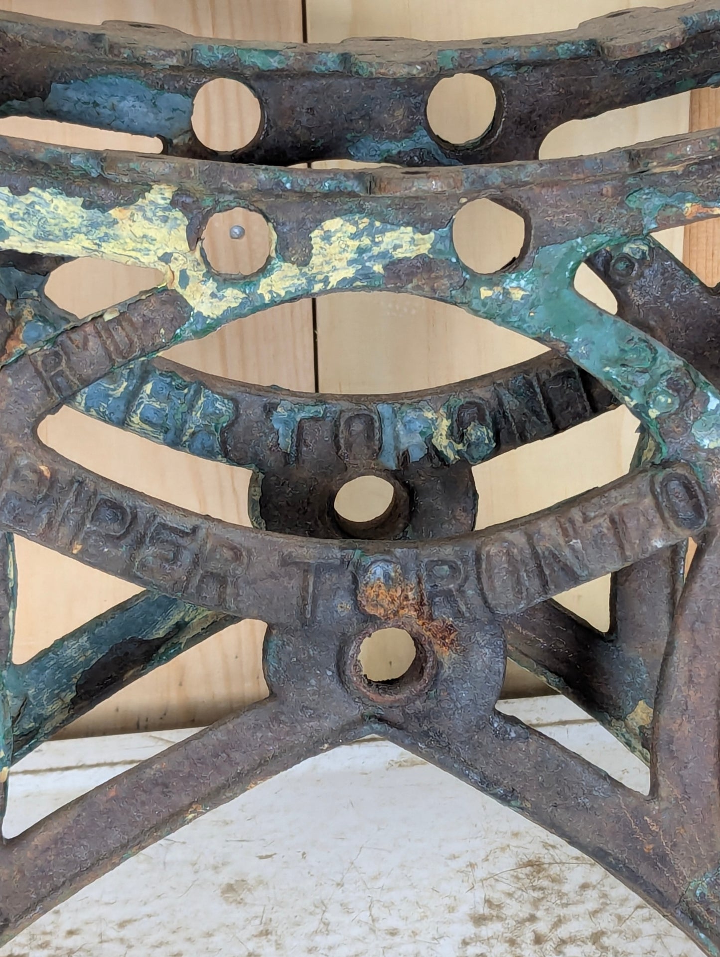 Pair of Vintage Industrial Piper Cast Iron Park Bench Ends