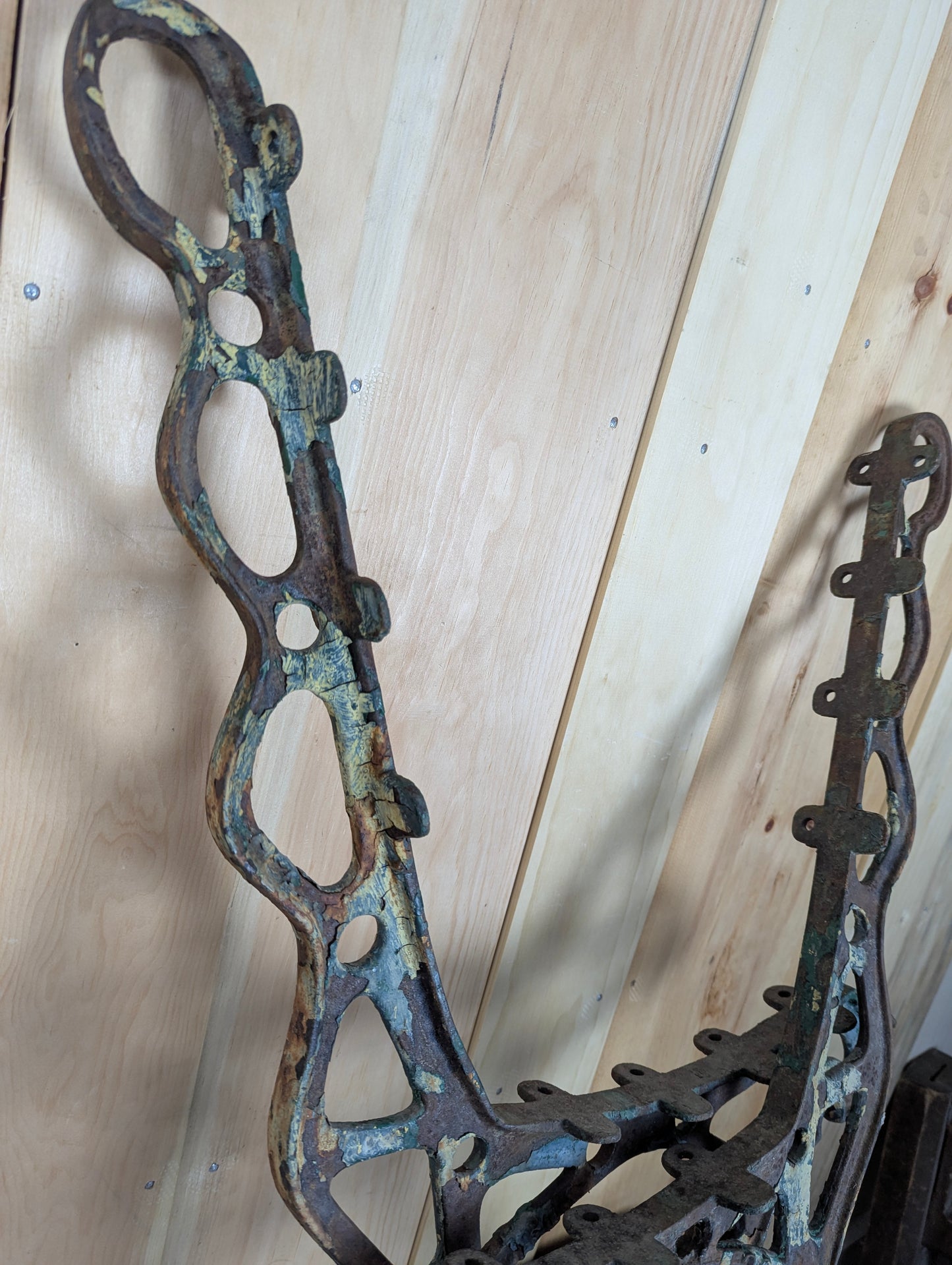 Pair of Vintage Industrial Piper Cast Iron Park Bench Ends