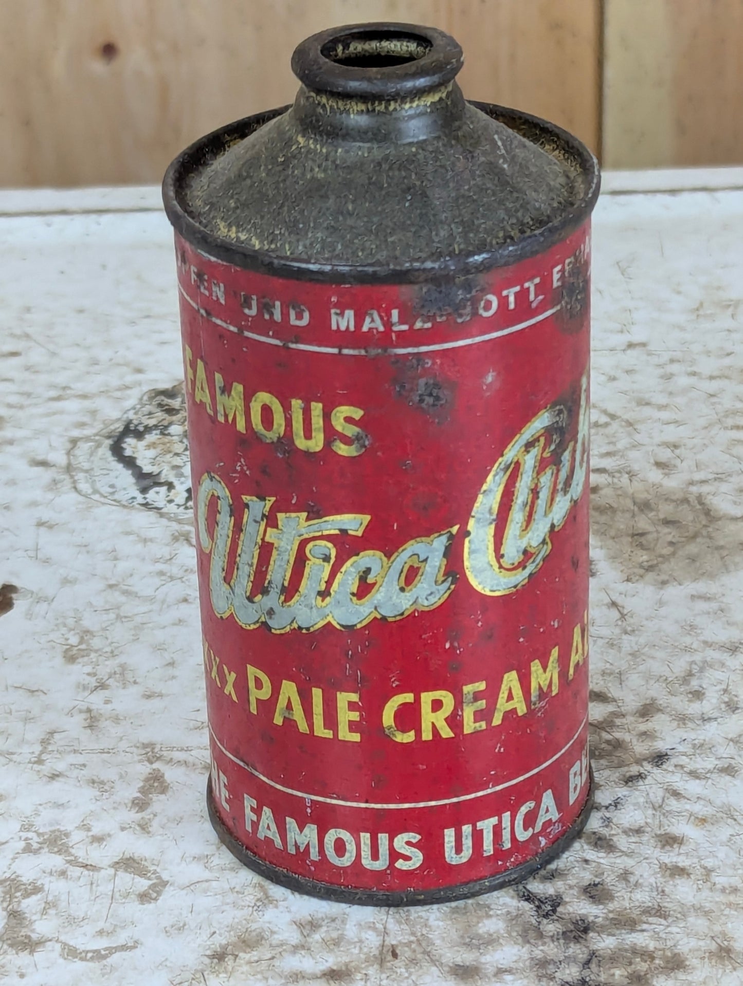 Vintage Famous Utica Club Pale Cream Ale Cone top Beer Can