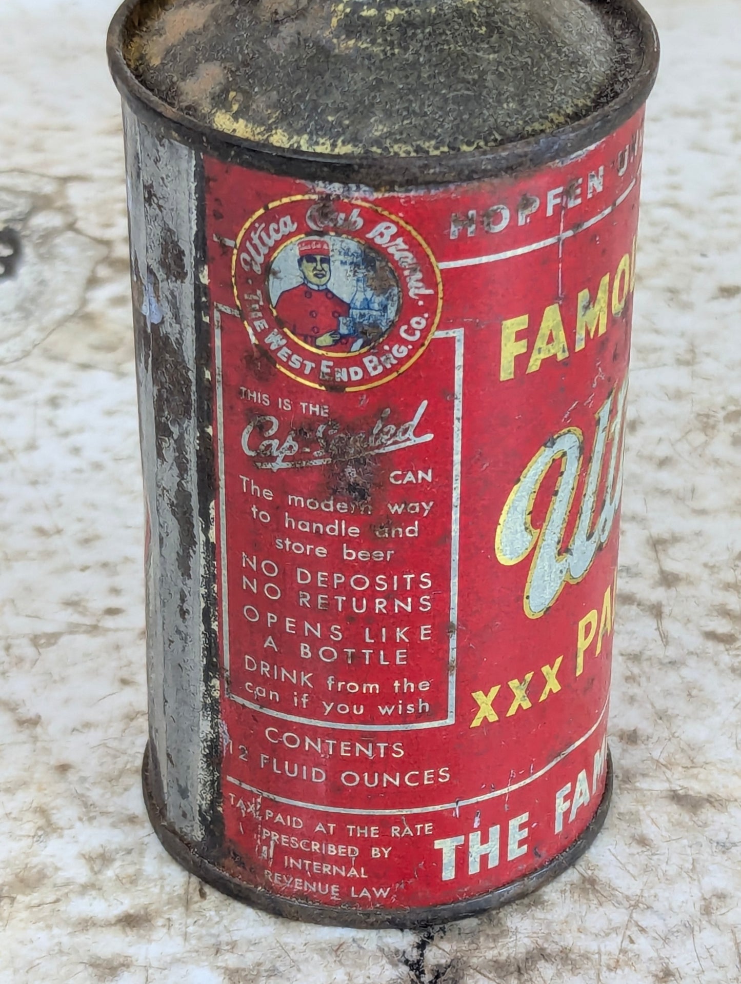 Vintage Famous Utica Club Pale Cream Ale Cone top Beer Can