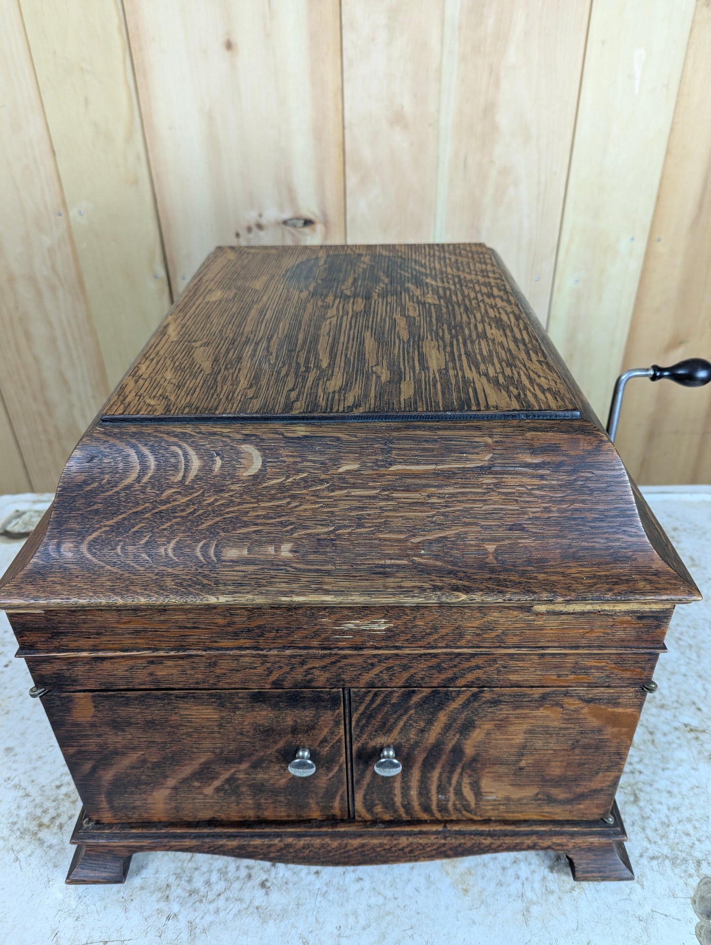 Antique 1916 Victrola Phonograph Case Liquor Cabinet Bar