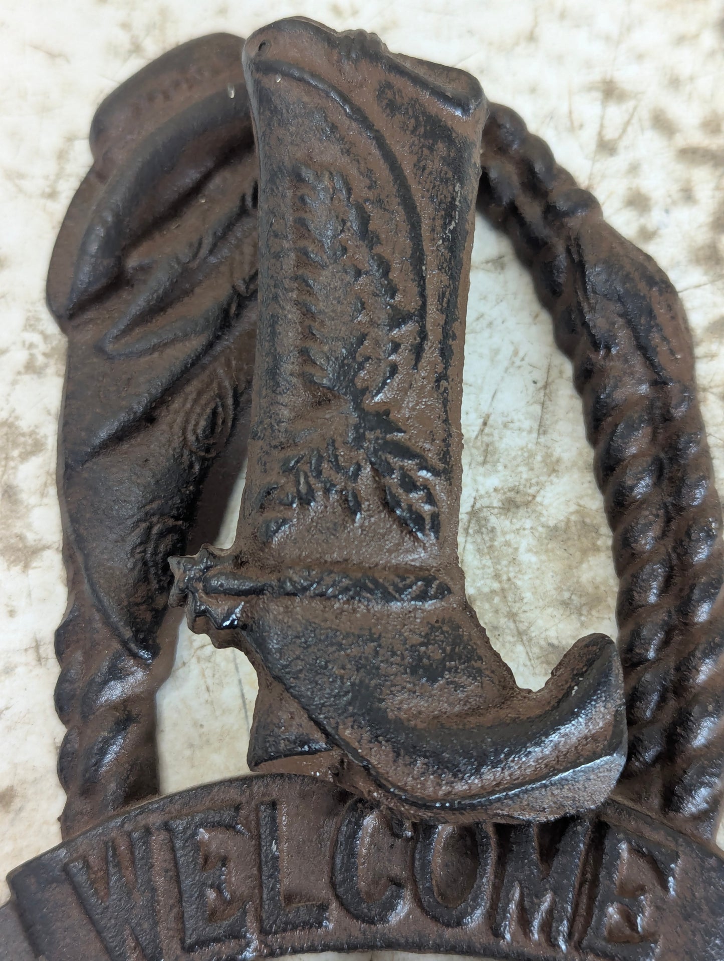 Cast Iron Western Style with Cowboy Boot Door Knocker