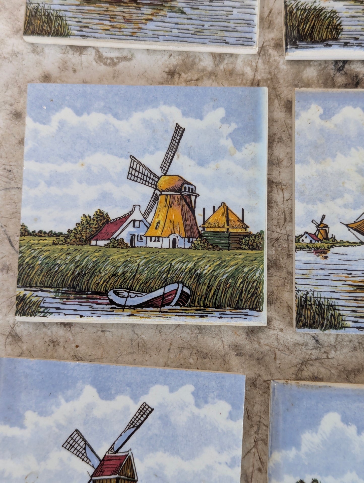 Set of 6 Delft 3” x 3” Dutch Delft Ceramic Tiles