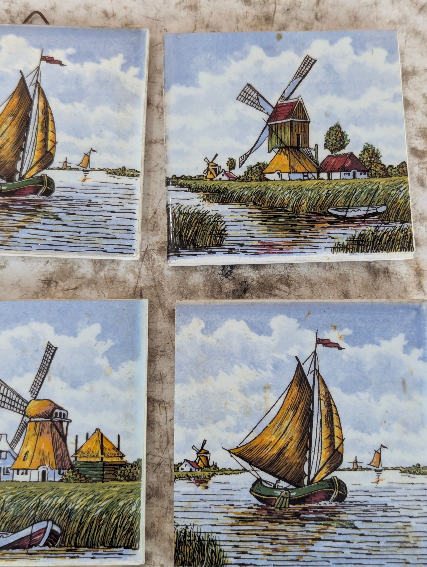 Set of 6 Delft 3” x 3” Dutch Delft Ceramic Tiles