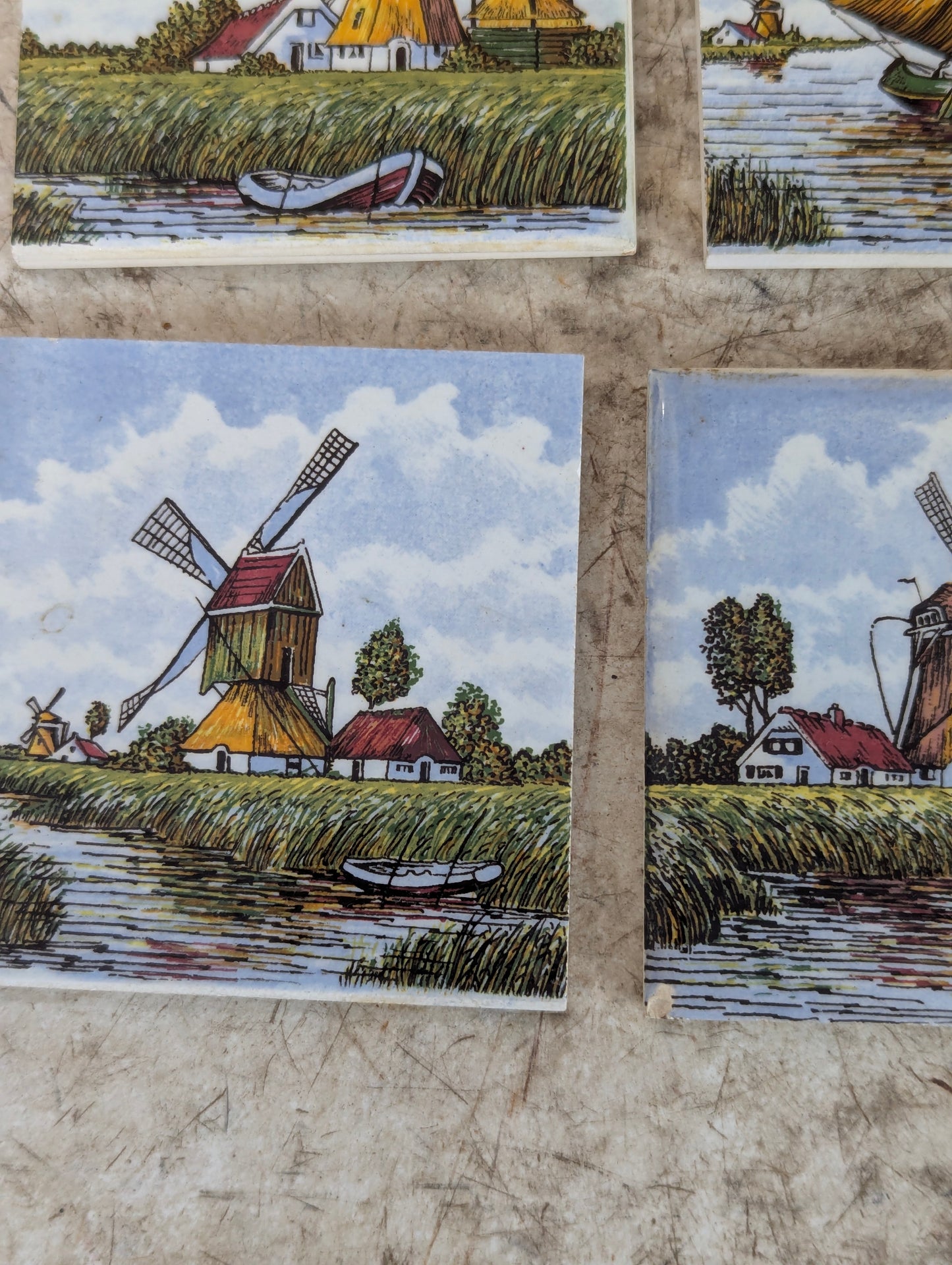 Set of 6 Delft 3” x 3” Dutch Delft Ceramic Tiles