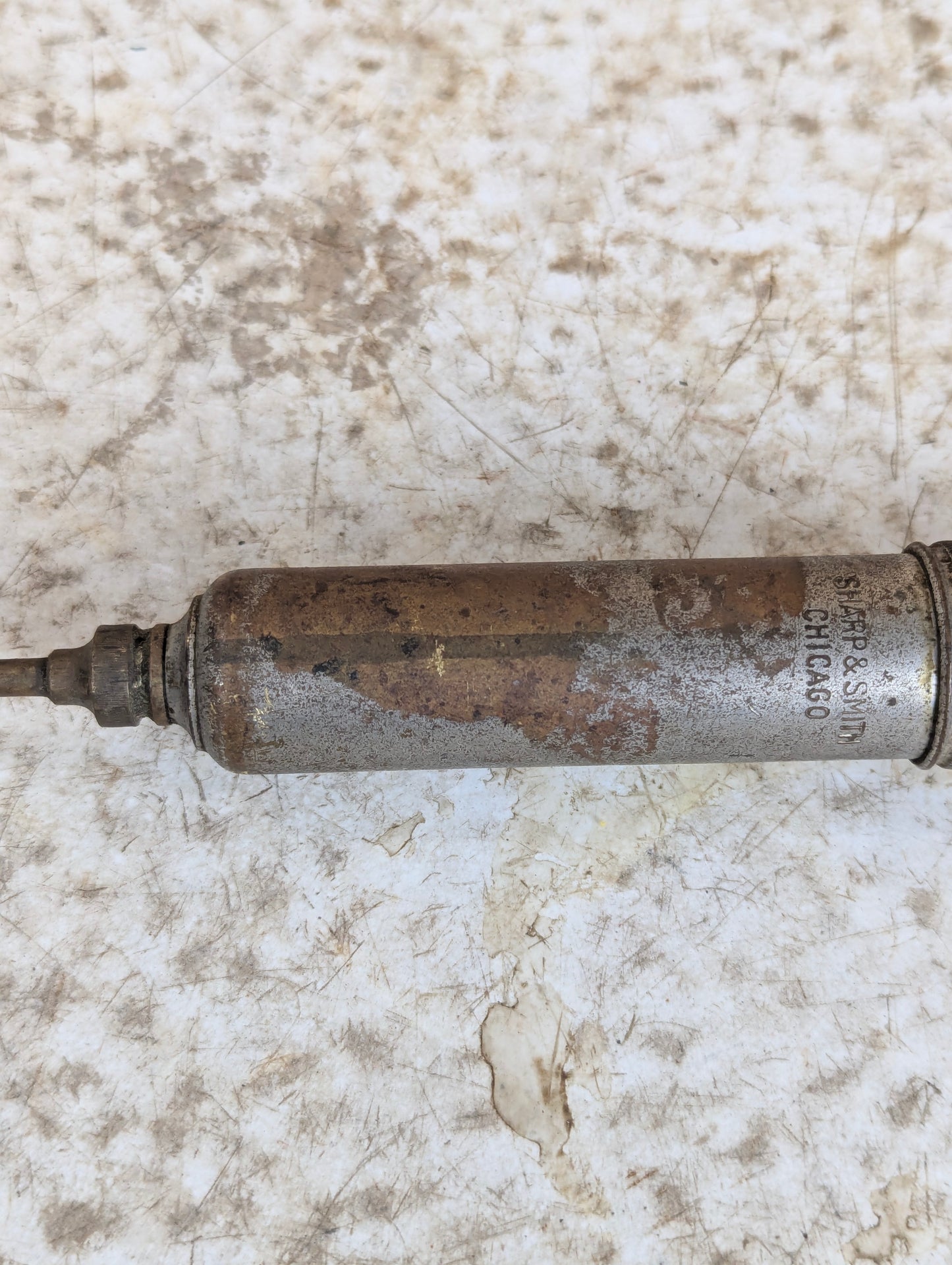 Antique Sharp & Smith Nickel Plated Brass Veterinary Dose Syringe