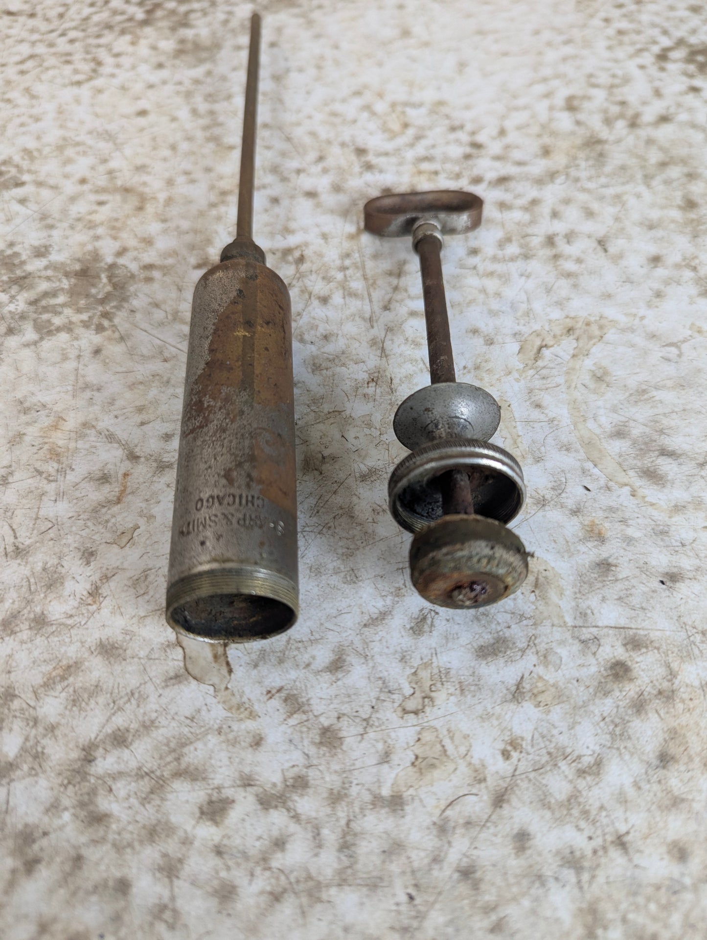 Antique Sharp & Smith Nickel Plated Brass Veterinary Dose Syringe