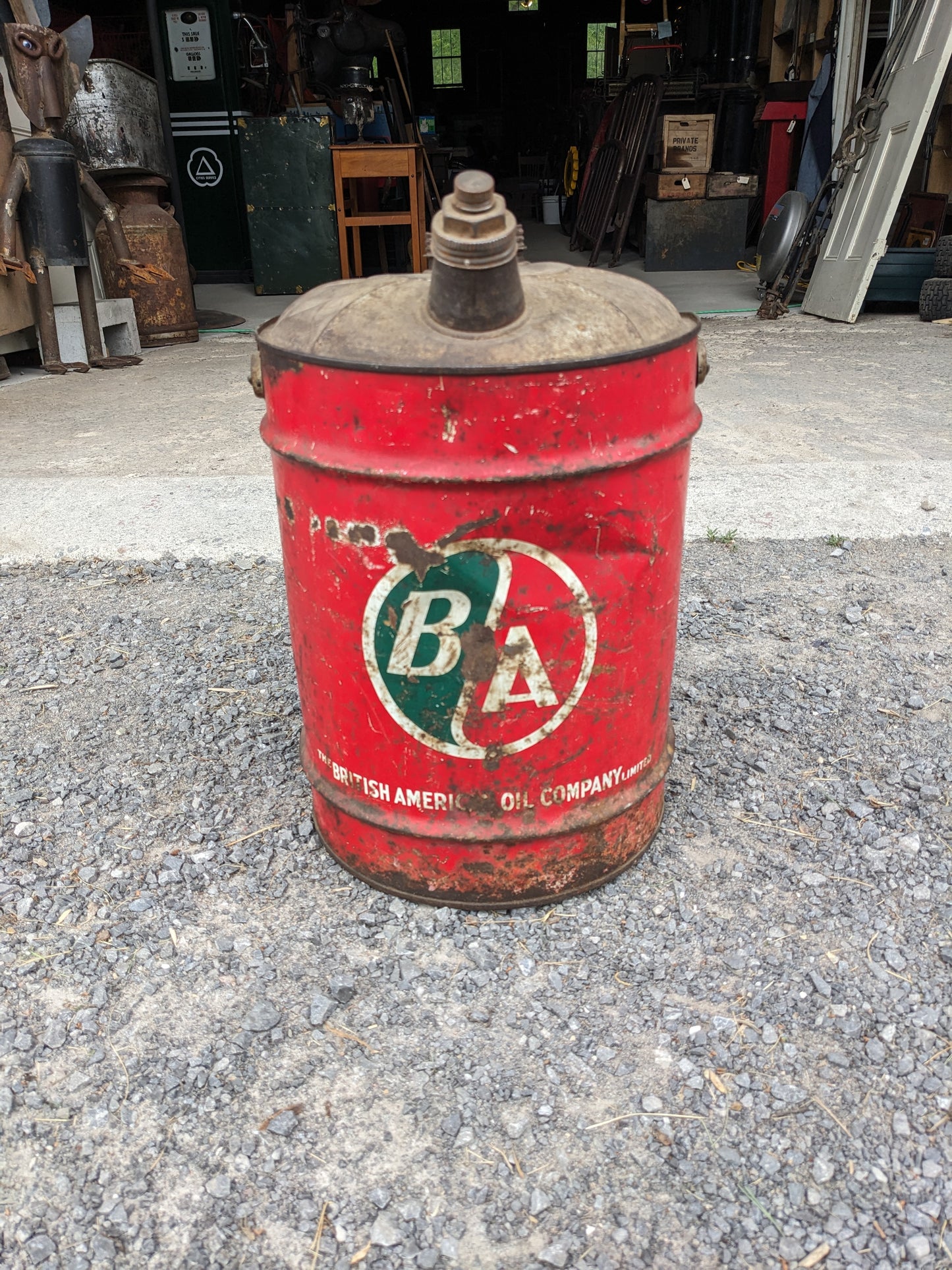 British American 5 Gallon Oil Can