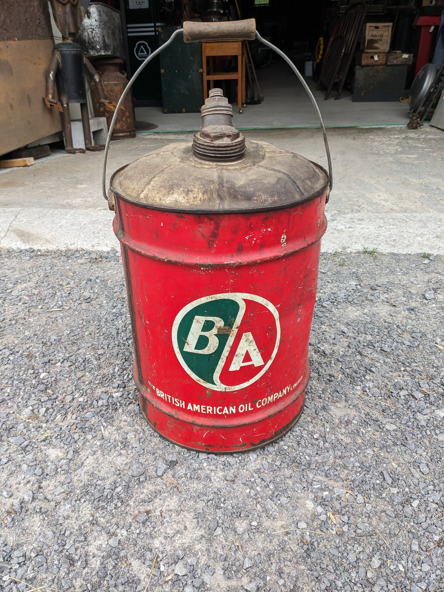 British American 5 Gallon Oil Can