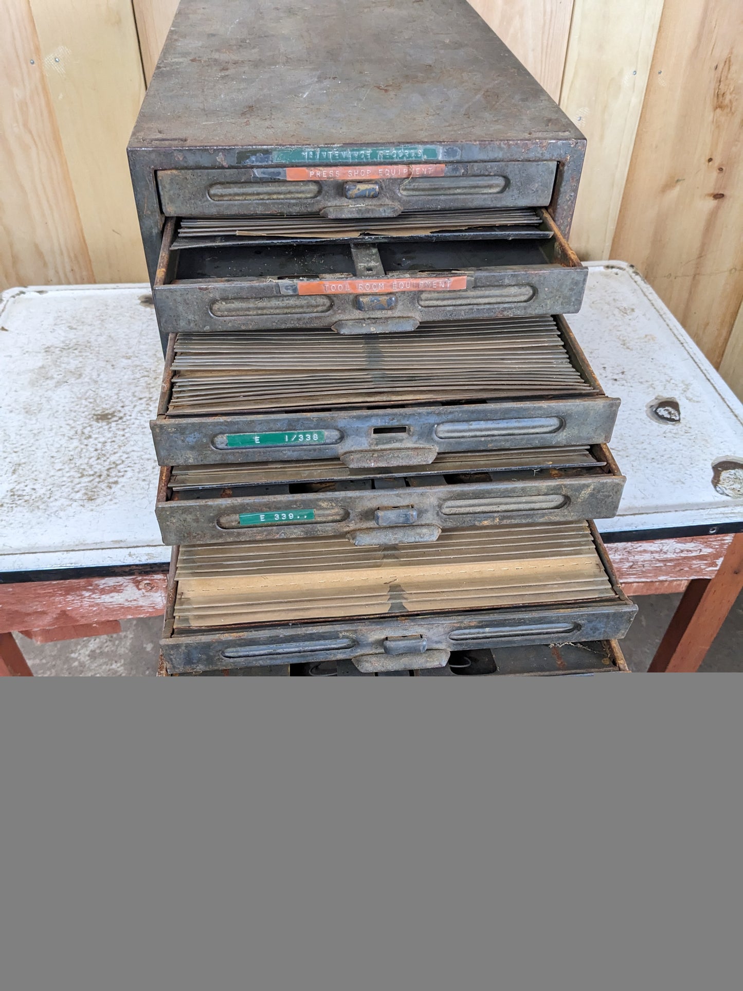 Vintage Industrial 1960’s Kardex 9-Drawer Filing Cabinet