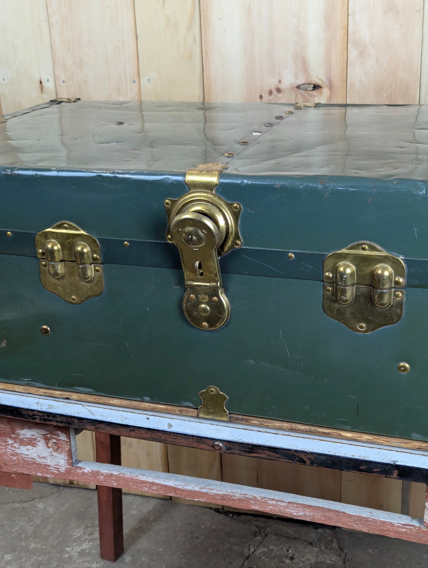 Green Vintage Metal Trunk