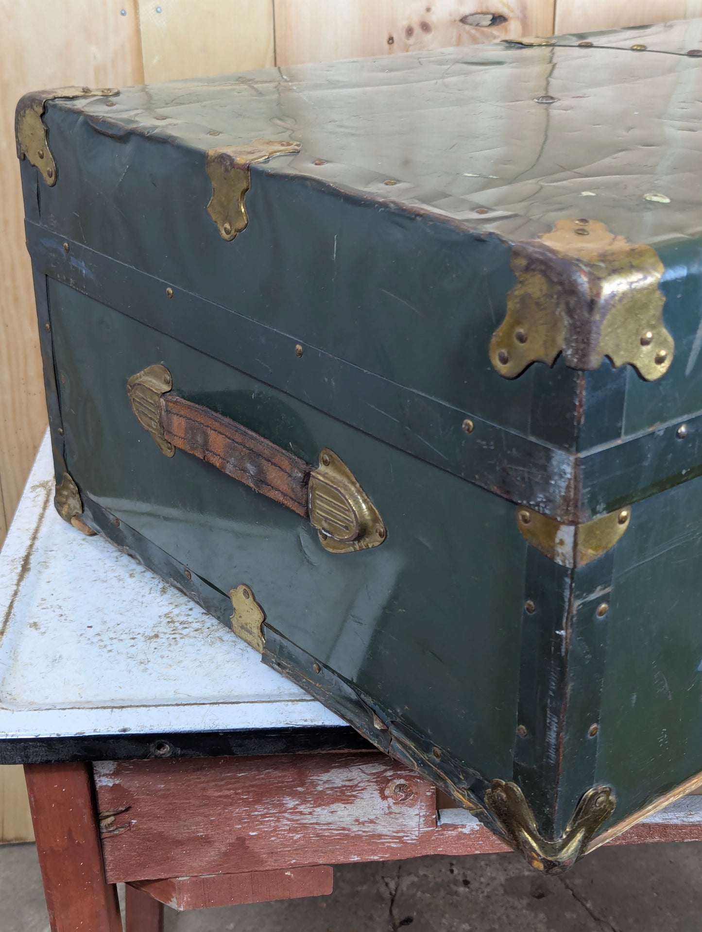 Green Vintage Metal Trunk