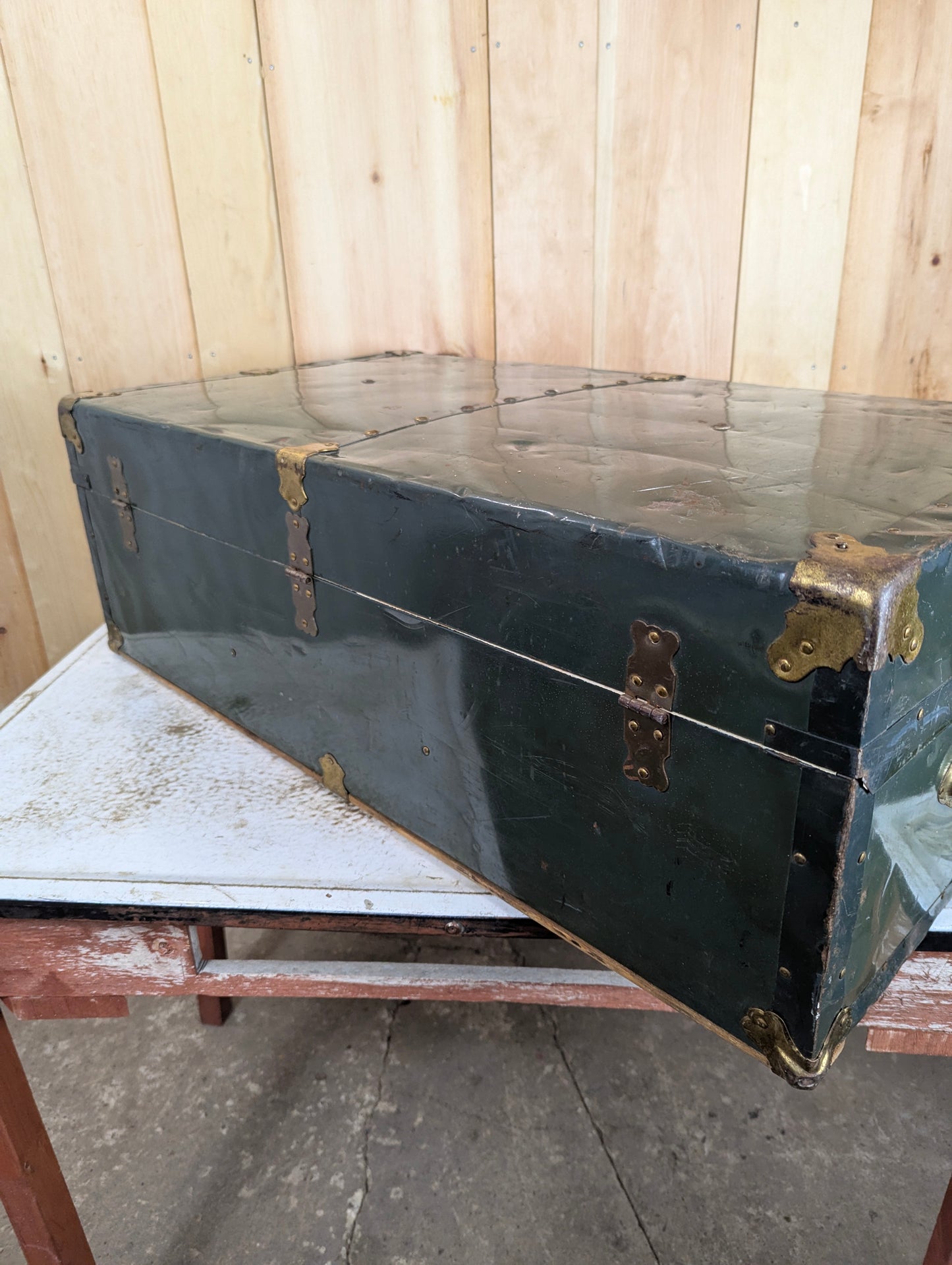 Green Vintage Metal Trunk