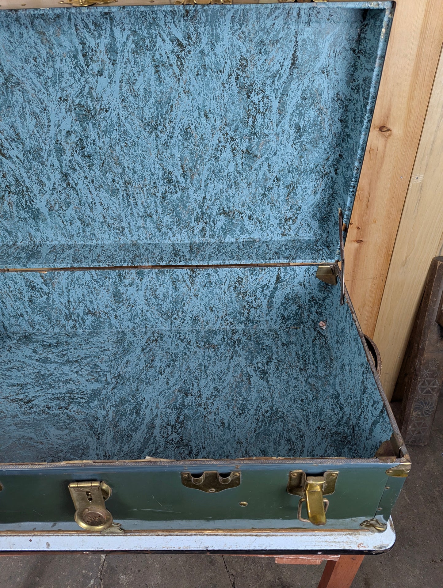 Green Vintage Metal Trunk