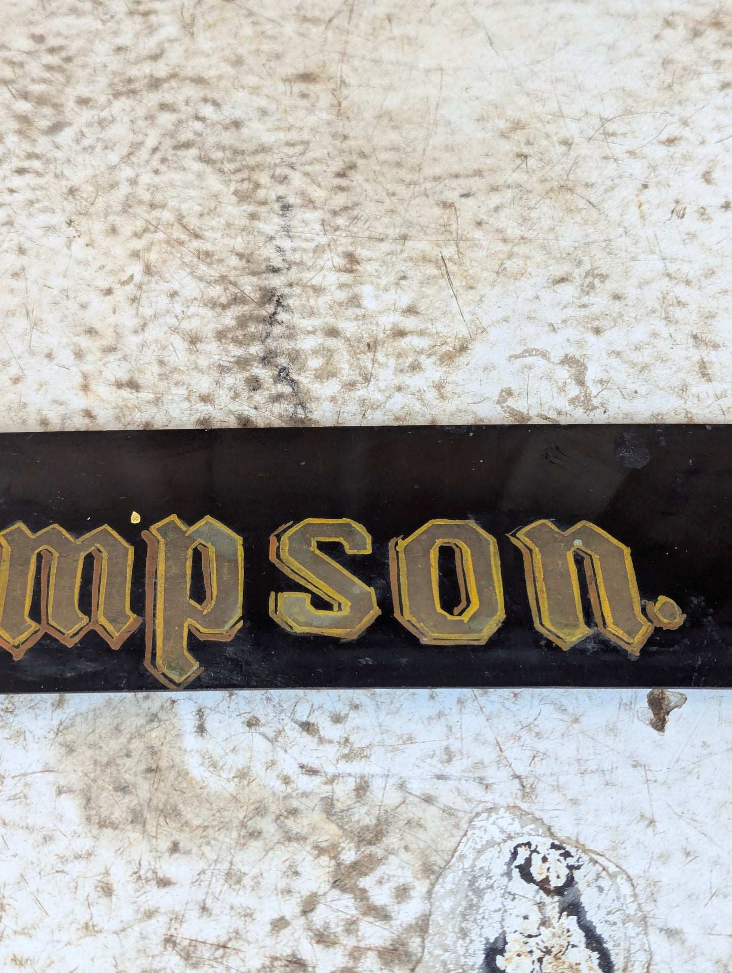 Vintage Hand Painted G H Thompson on Black Laminate Sign