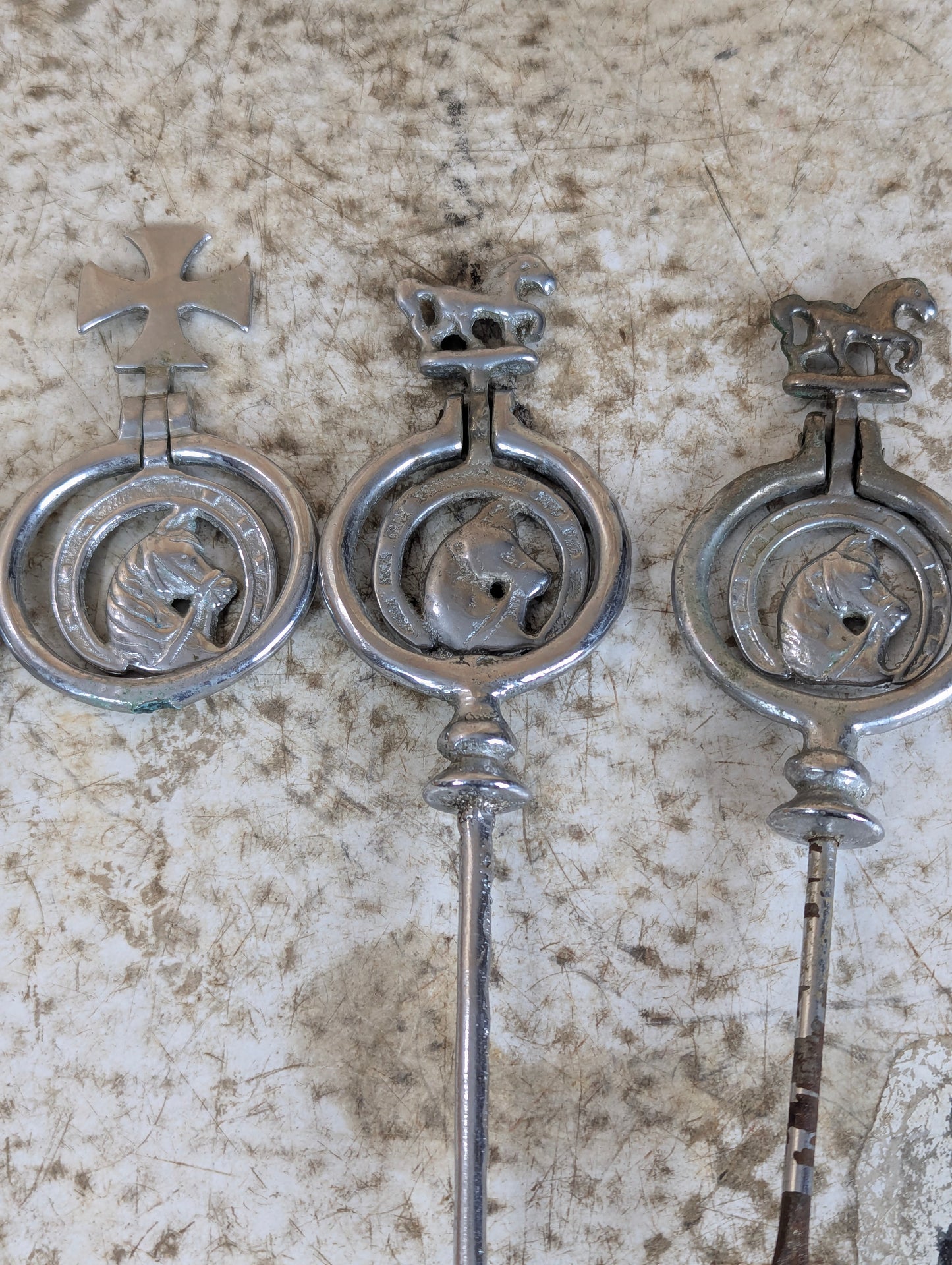 Lot of 6 Cast Horse Brass Nickel Swingers Fly Terrets