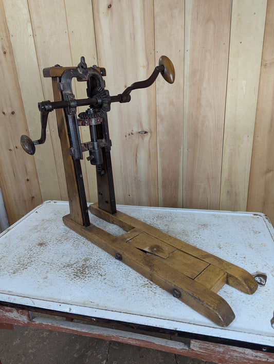 Antique Barn Beam Drill Press Boring Machine