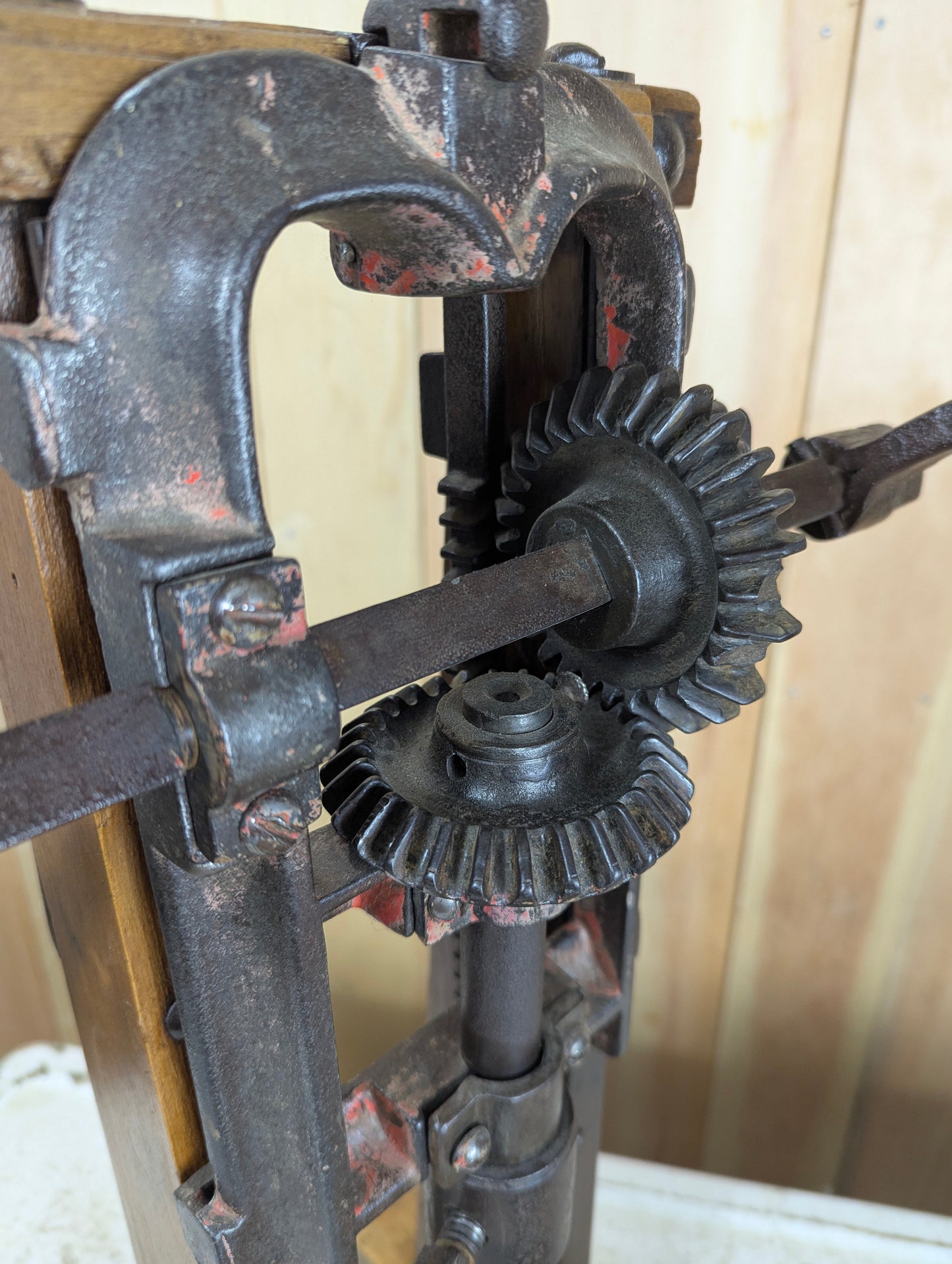 Antique Barn Beam Drill Press Boring Machine