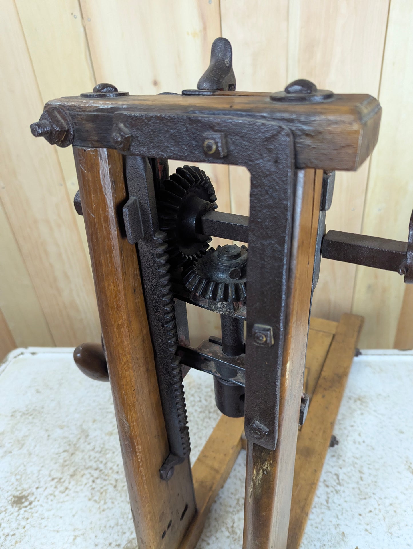 Antique Barn Beam Drill Press Boring Machine